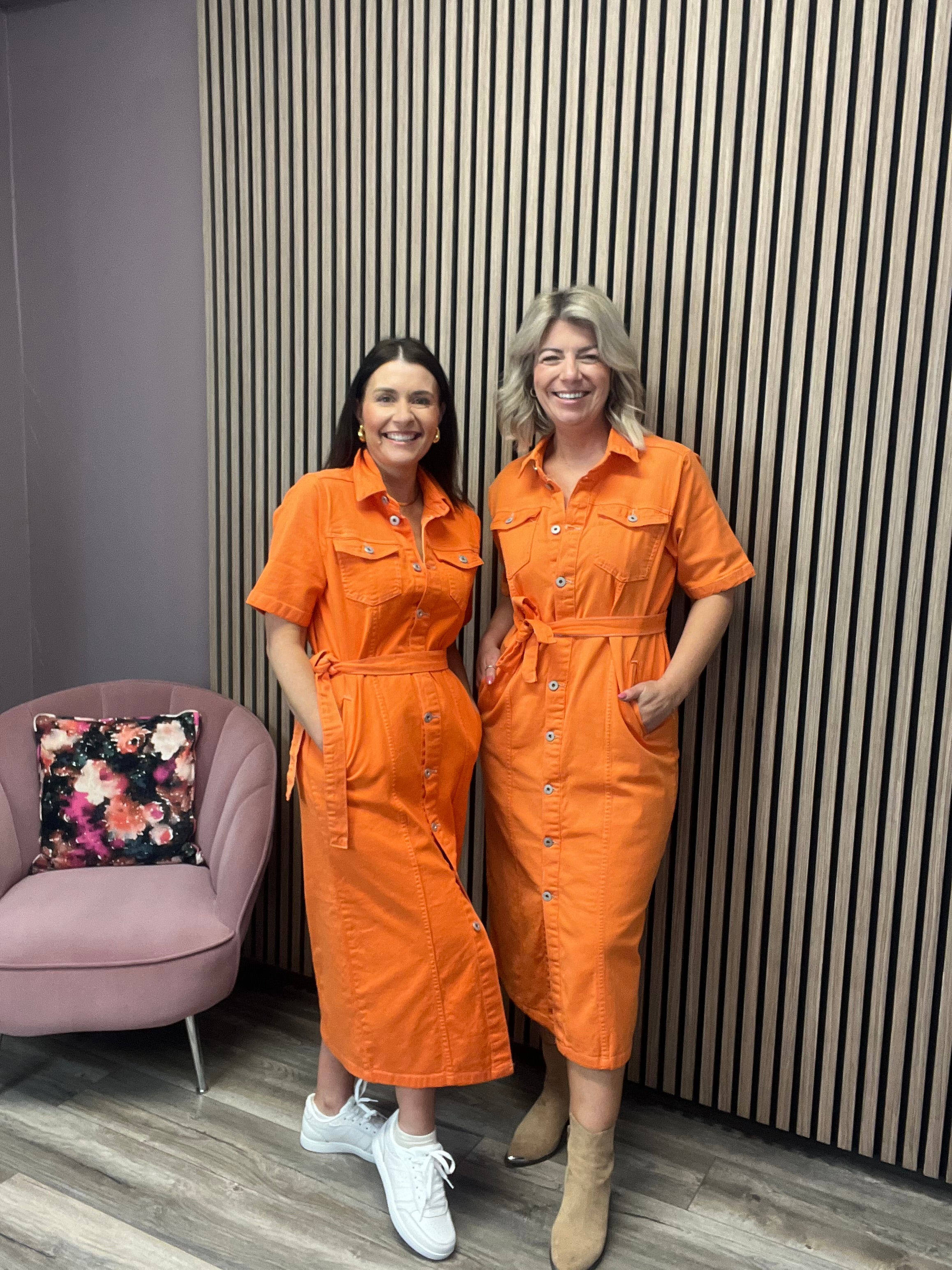 CENNY DENIM SHIRT DRESS (ORANGE)