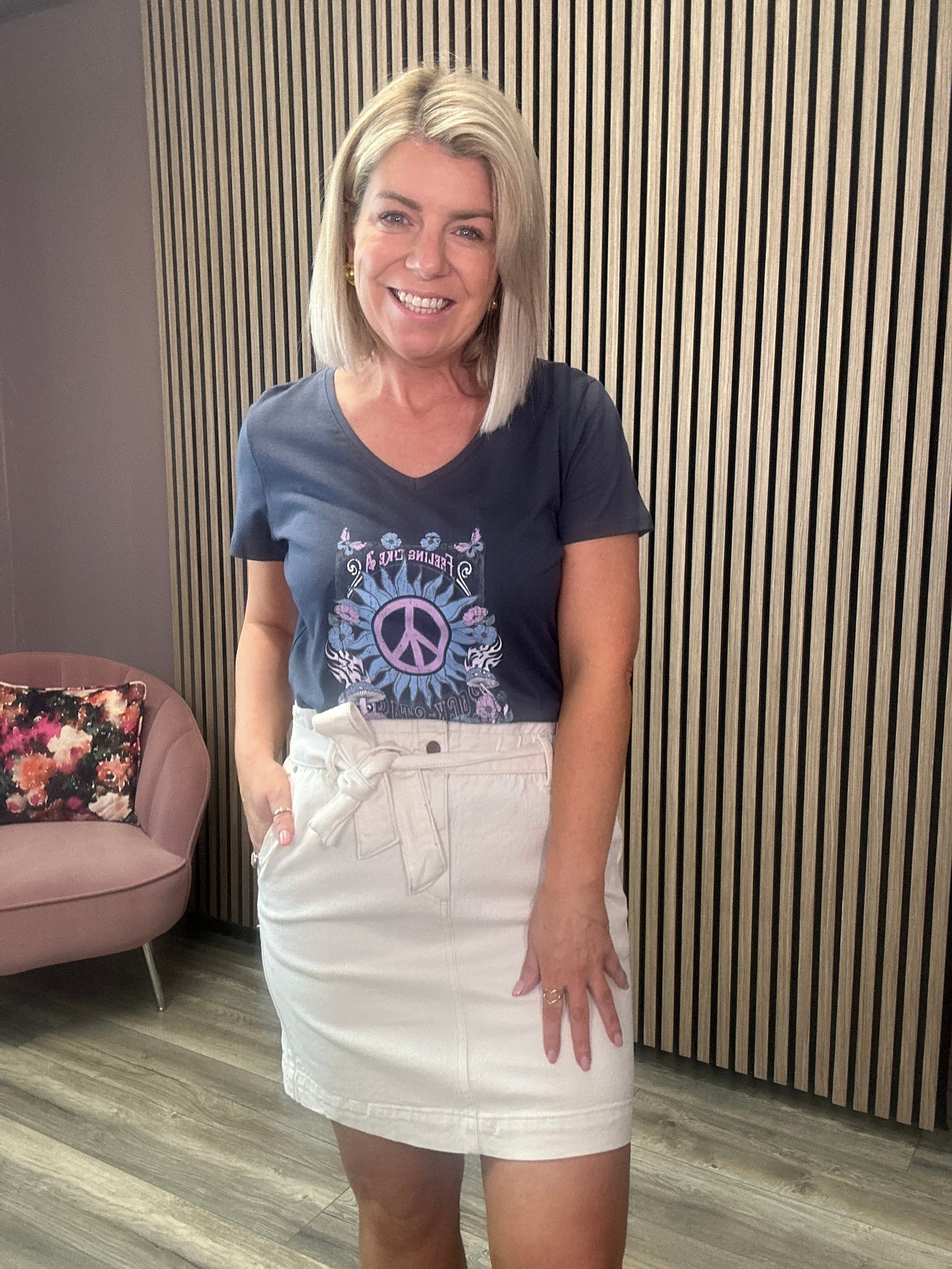 Gabriella T-Shirt (Ombre Blue/ Peach)