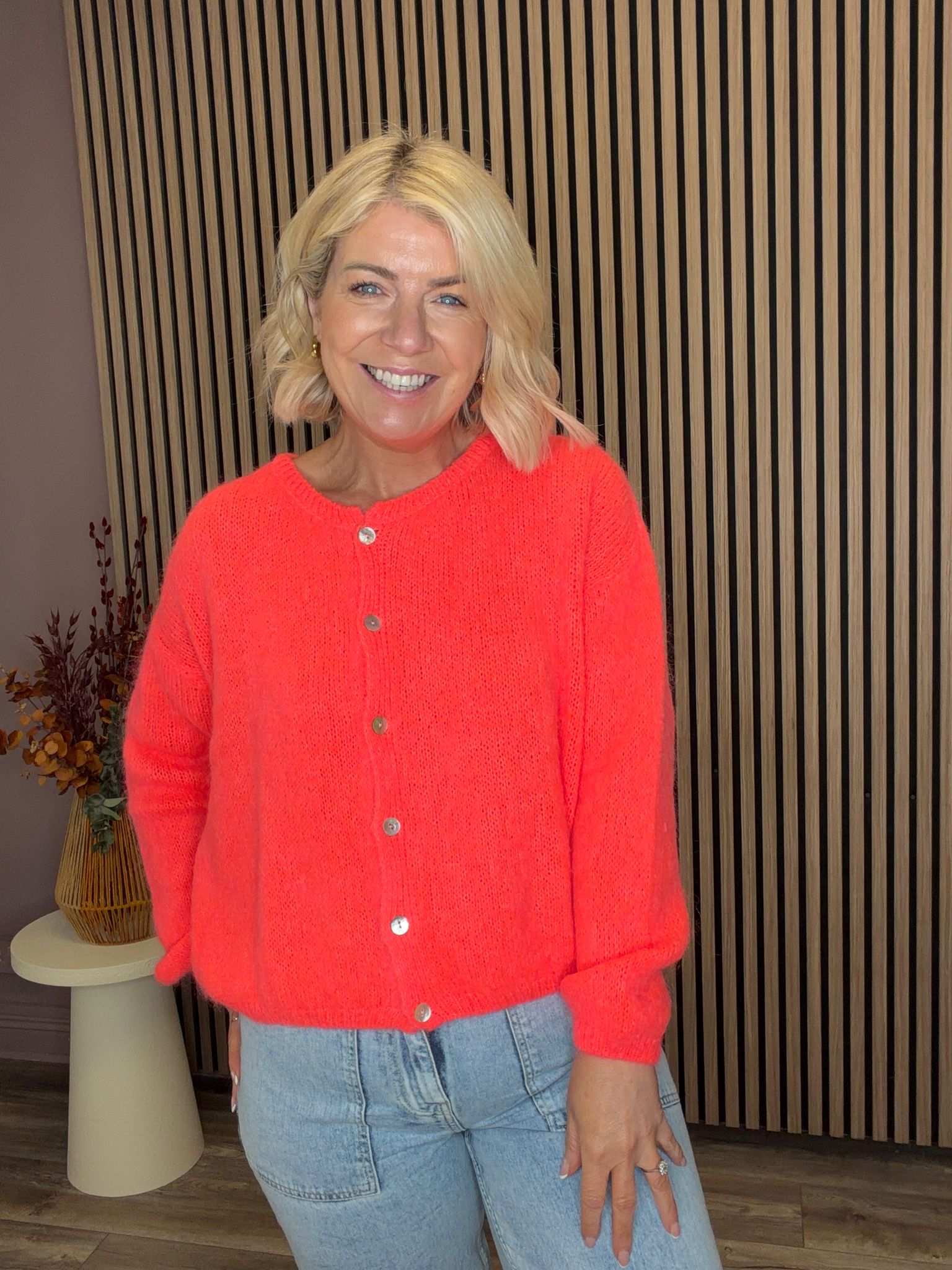 Kimmie Knit Cardigan (Neon Orange)