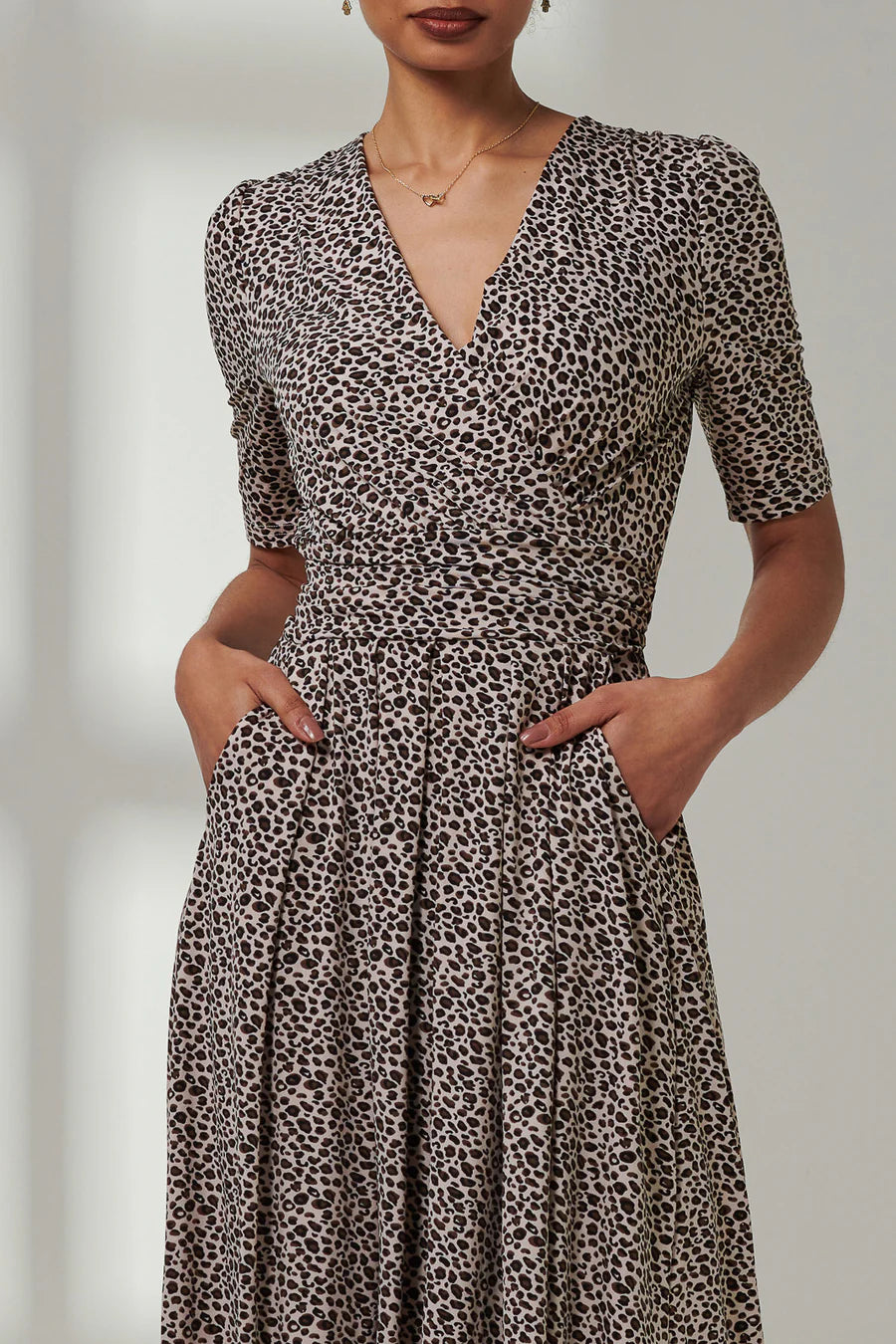 Kenzie Half Sleeve Jersey Maxi Dress (Neutral Animal)