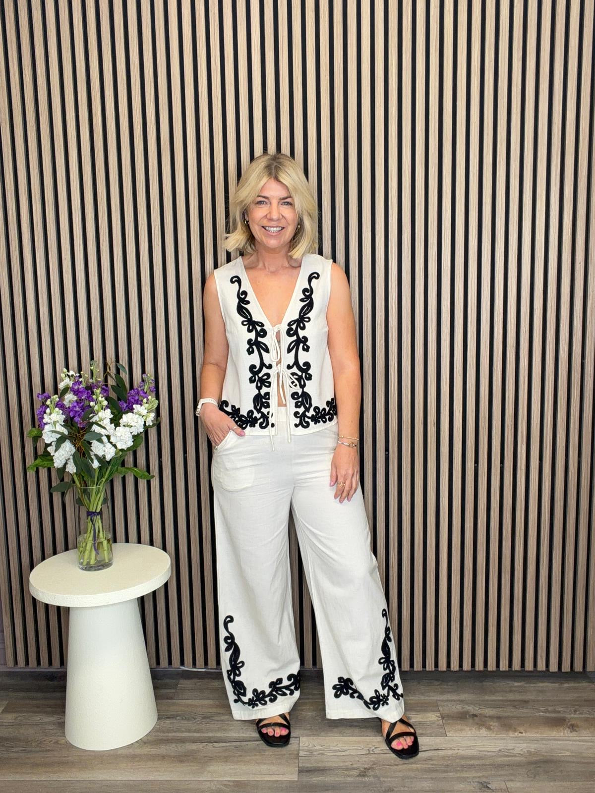 Joyce 7/8 Pants (Cream/Black)