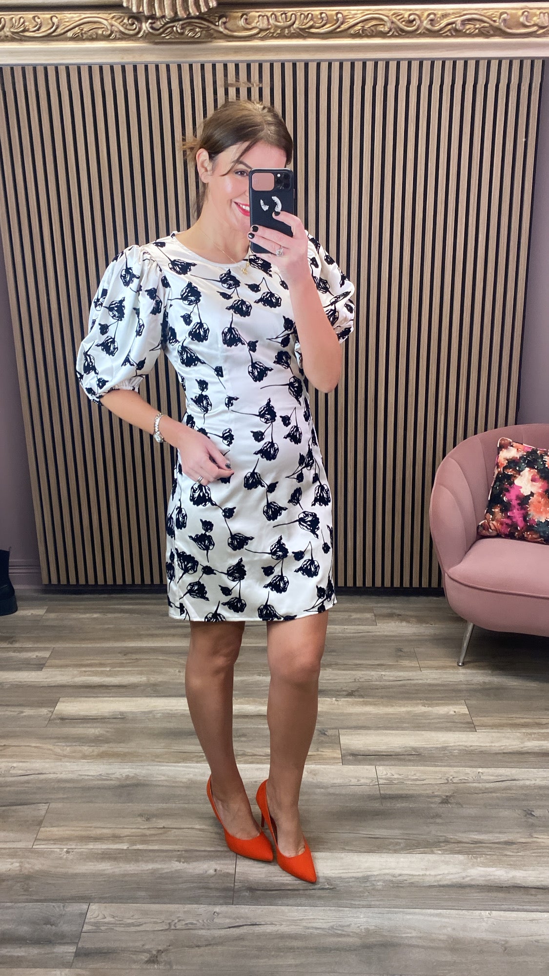 MARAN 2/4 DRESS (CLOUD DANCER/FLOCK FLOW)