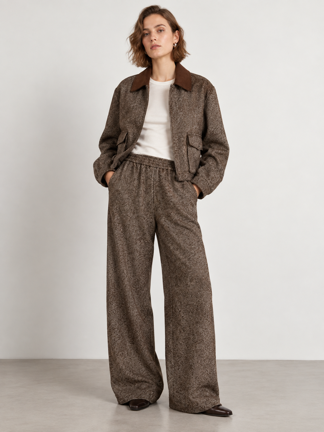 Beth Bomber Jacket (Coffee/Herringbone)