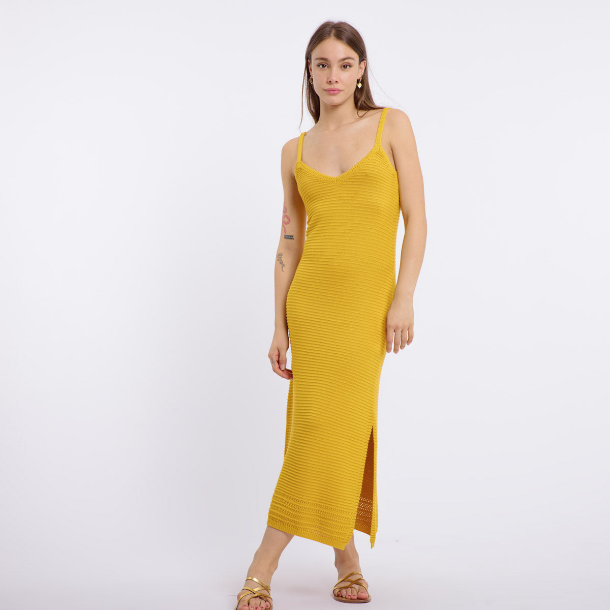 ROSA MAXI KNIT DRESS (MUSTARD)