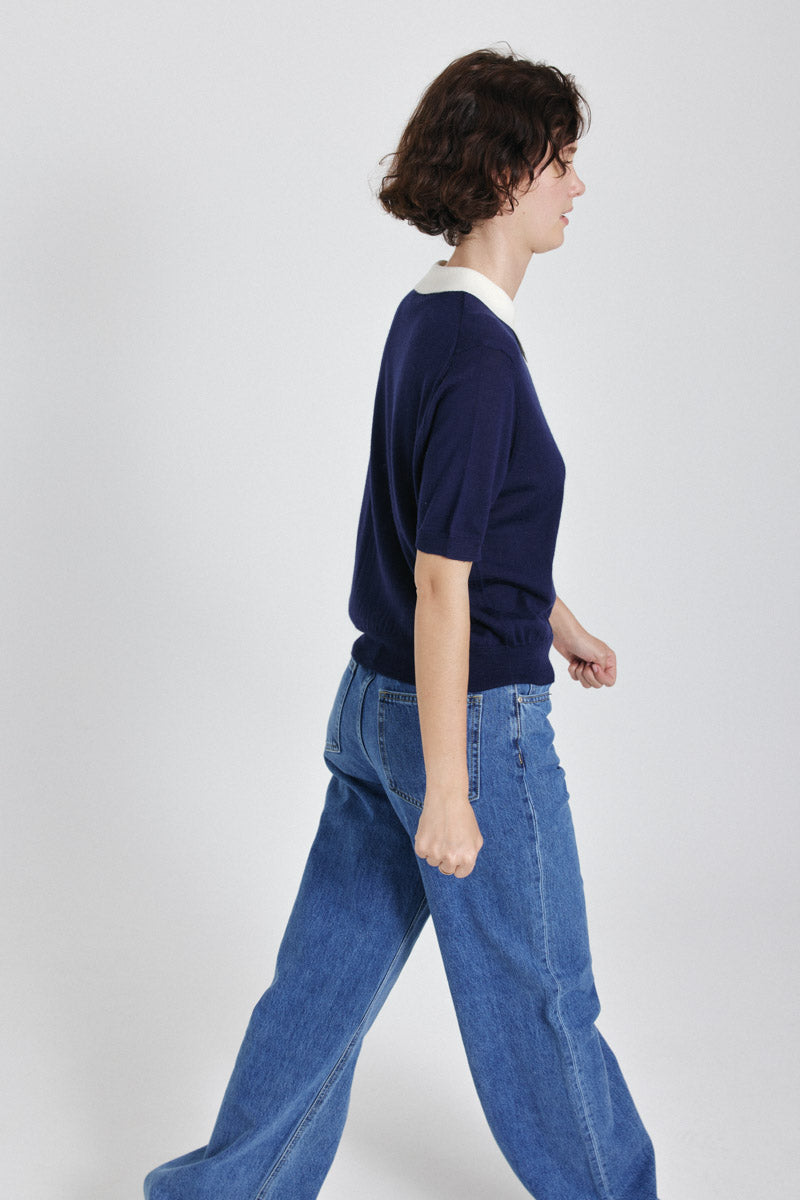 Sabina Short Sleeves Jumper (Navy)