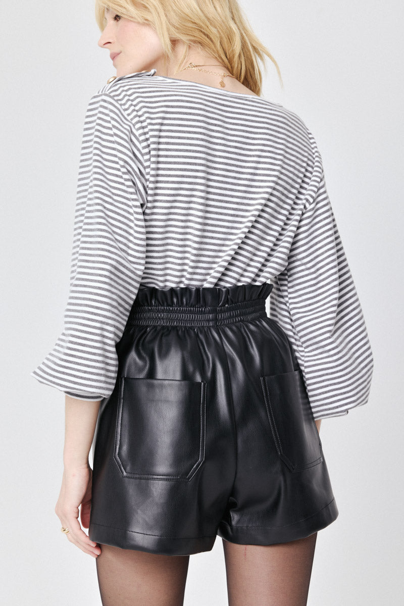 Courtney Faux Leather Shorts (Black)