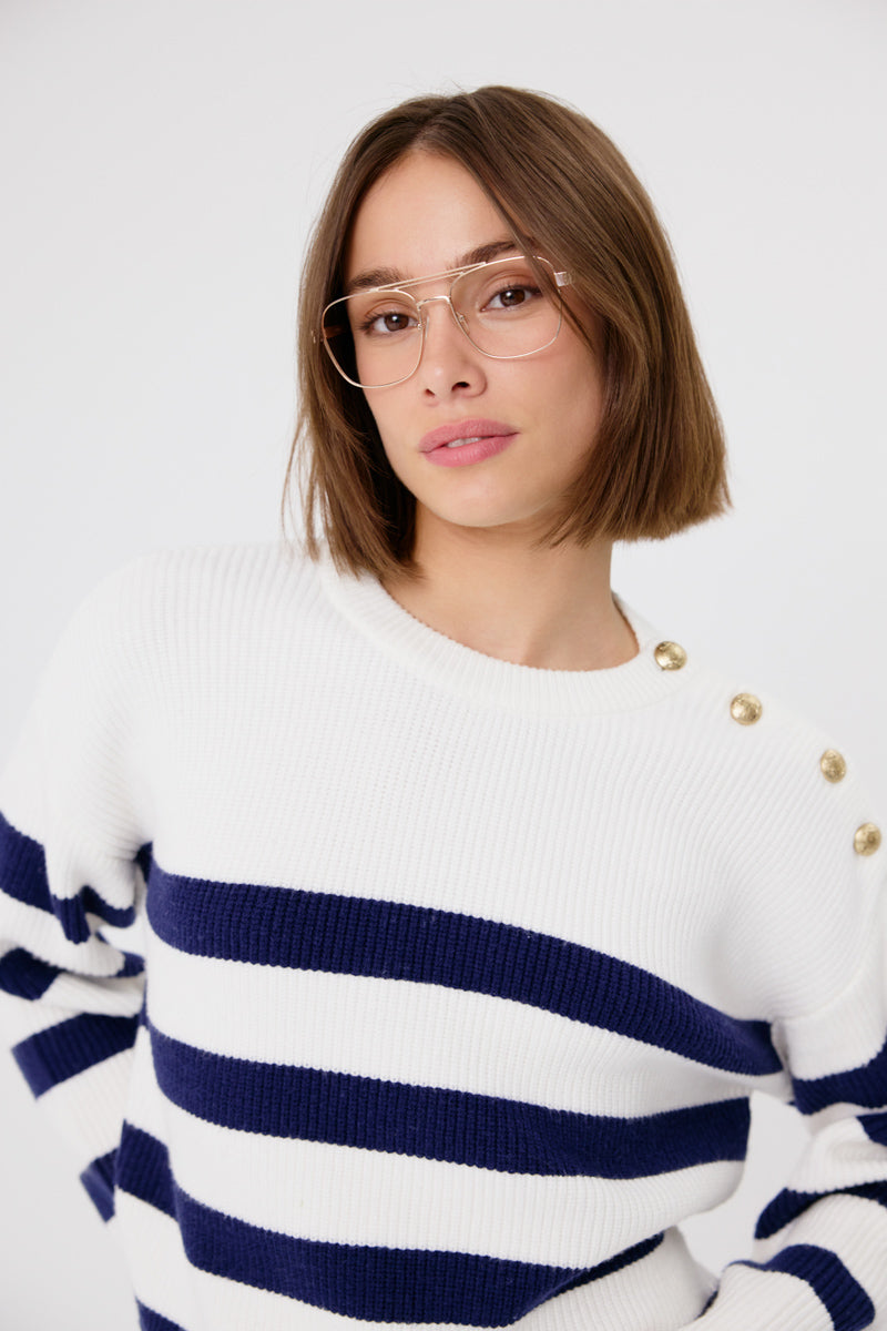 Cloee Jumper (White/Navy)