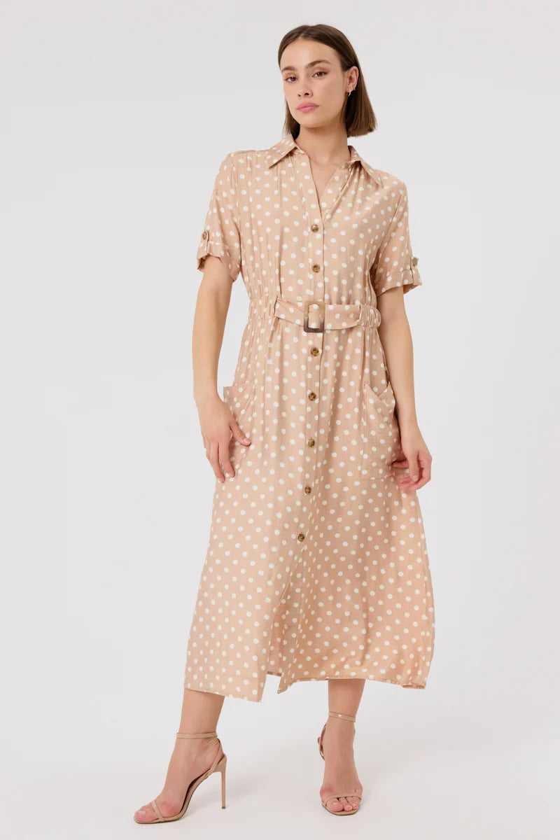 Elara Midi Dress (Beige)