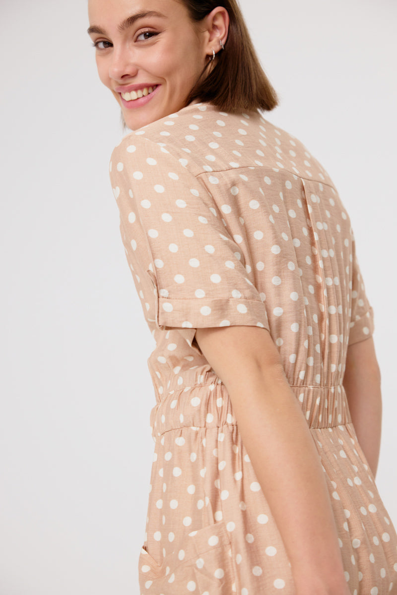 Elara Midi Dress (Beige)