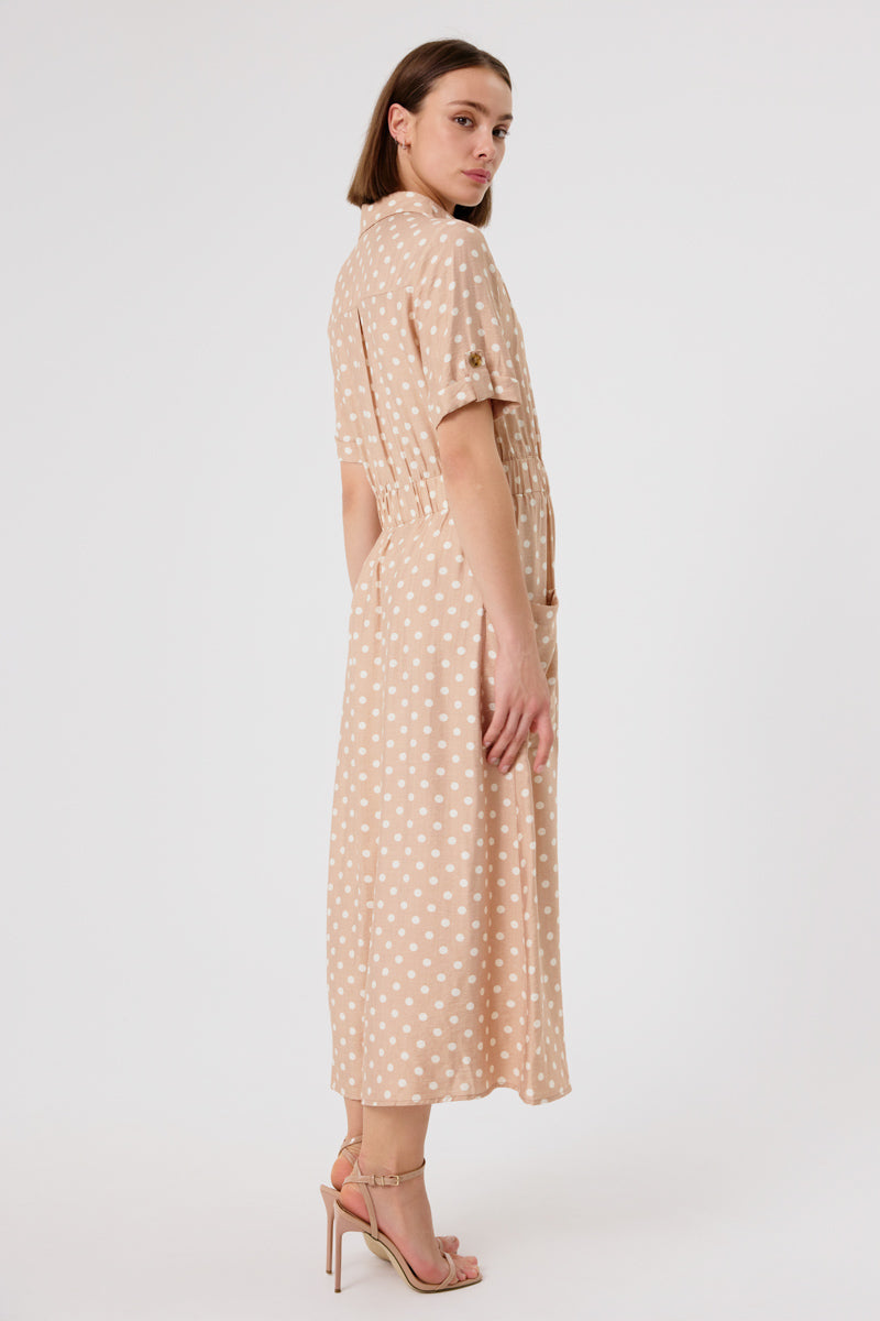 Elara Midi Dress (Beige)