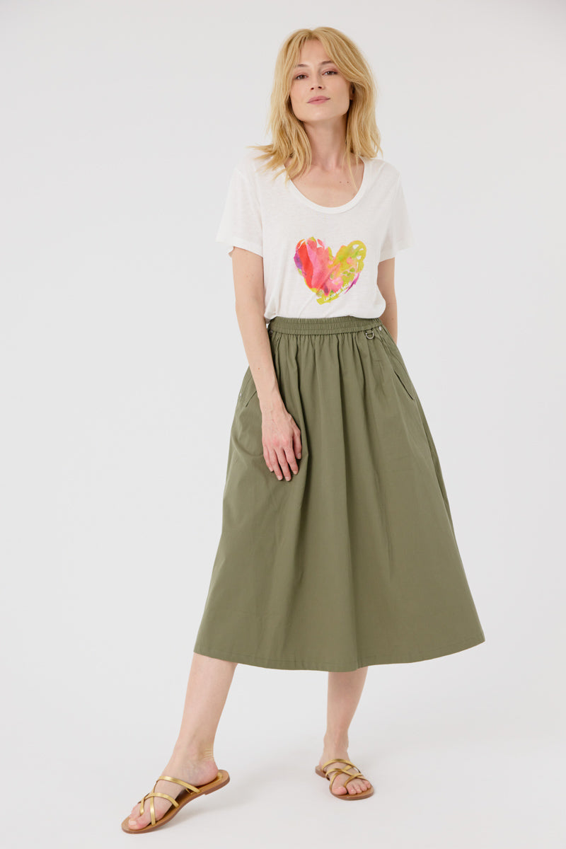 Cassiopee Midi Skirt (Khaki Green)