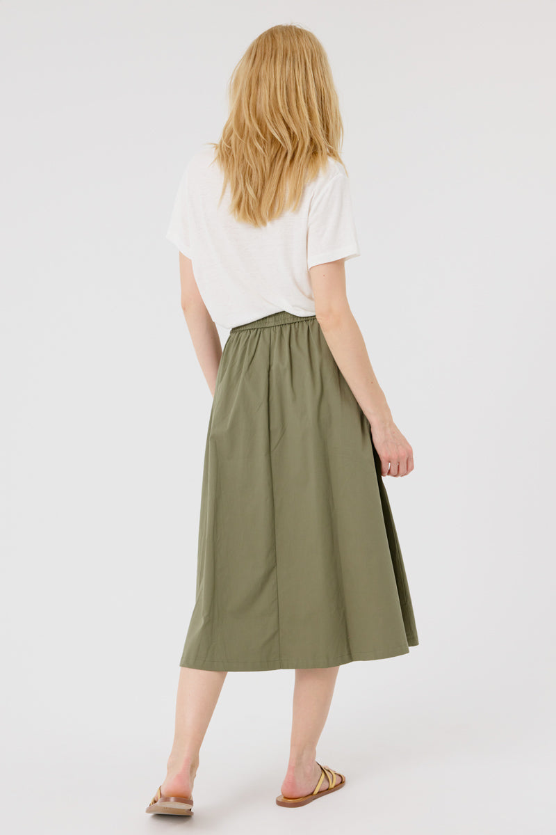 Cassiopee Midi Skirt (Khaki Green)