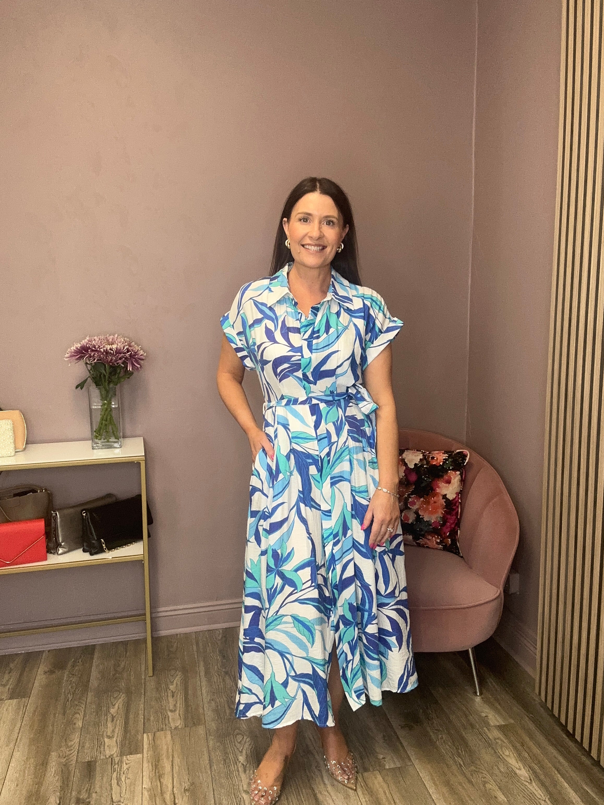 Fae Short Sleeve Dress (Blue)