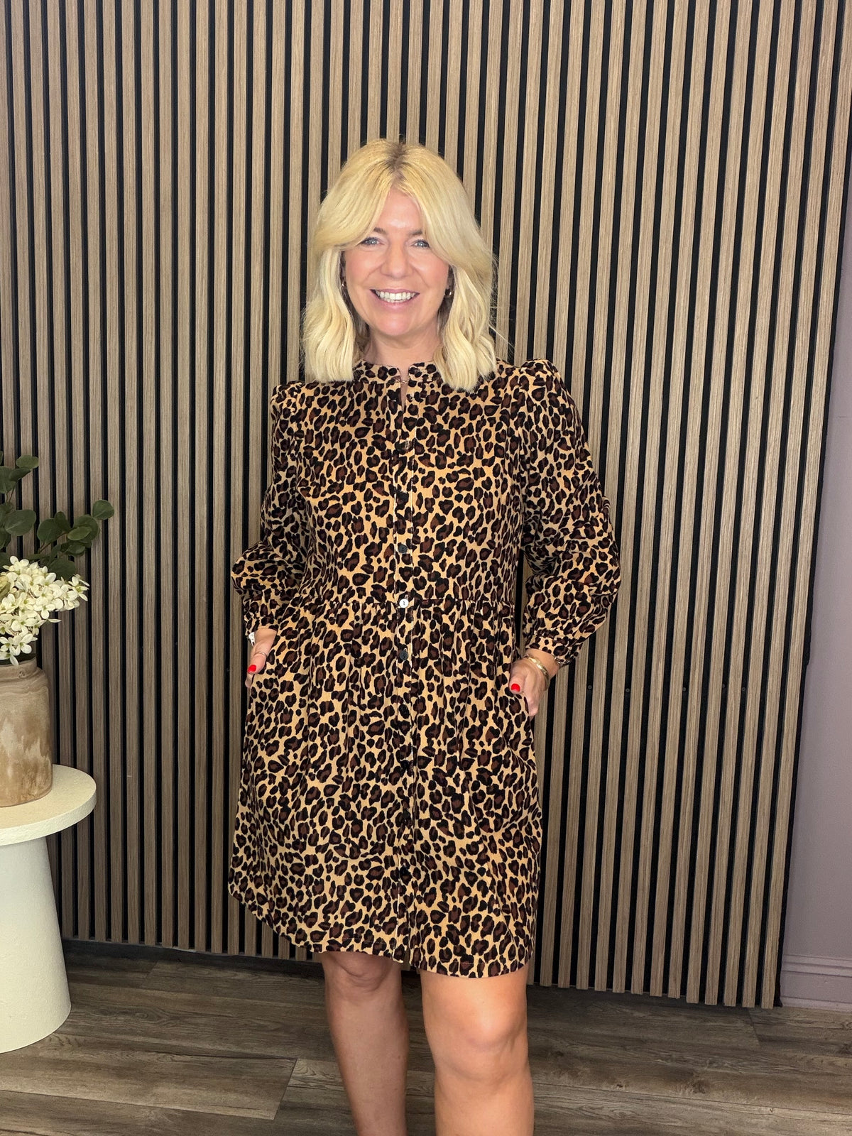 Brandy Mini Smock Dress (Leopard/Cord)