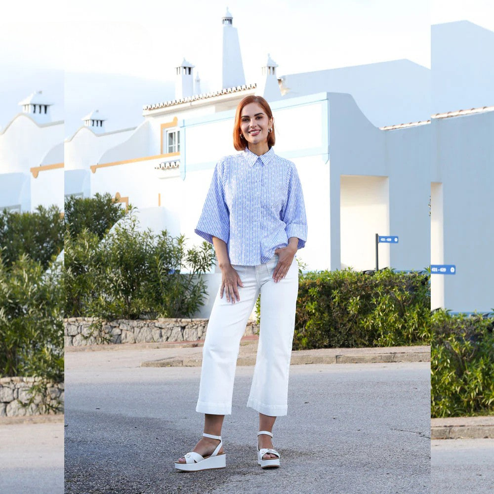 Enid Crop Wide Leg Jeans (Soft White)