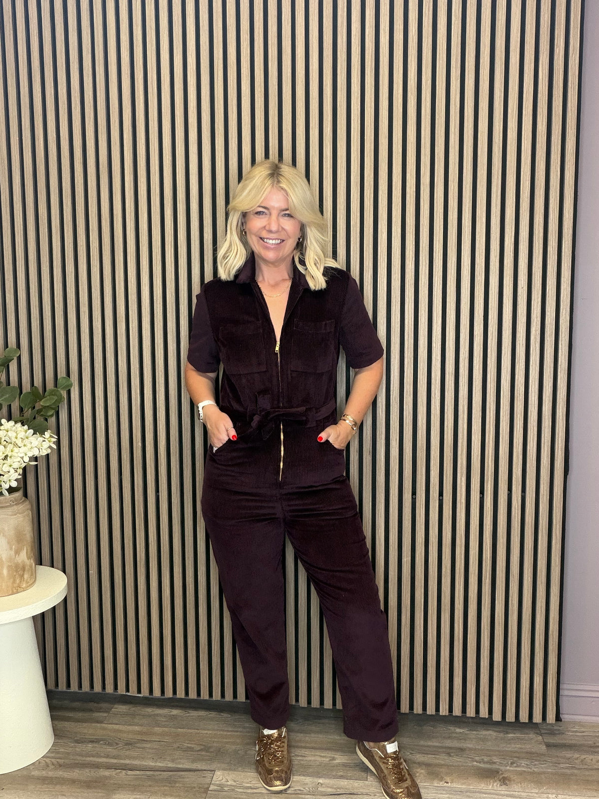 Meredith Cord Jumpsuit (Dark Plum)