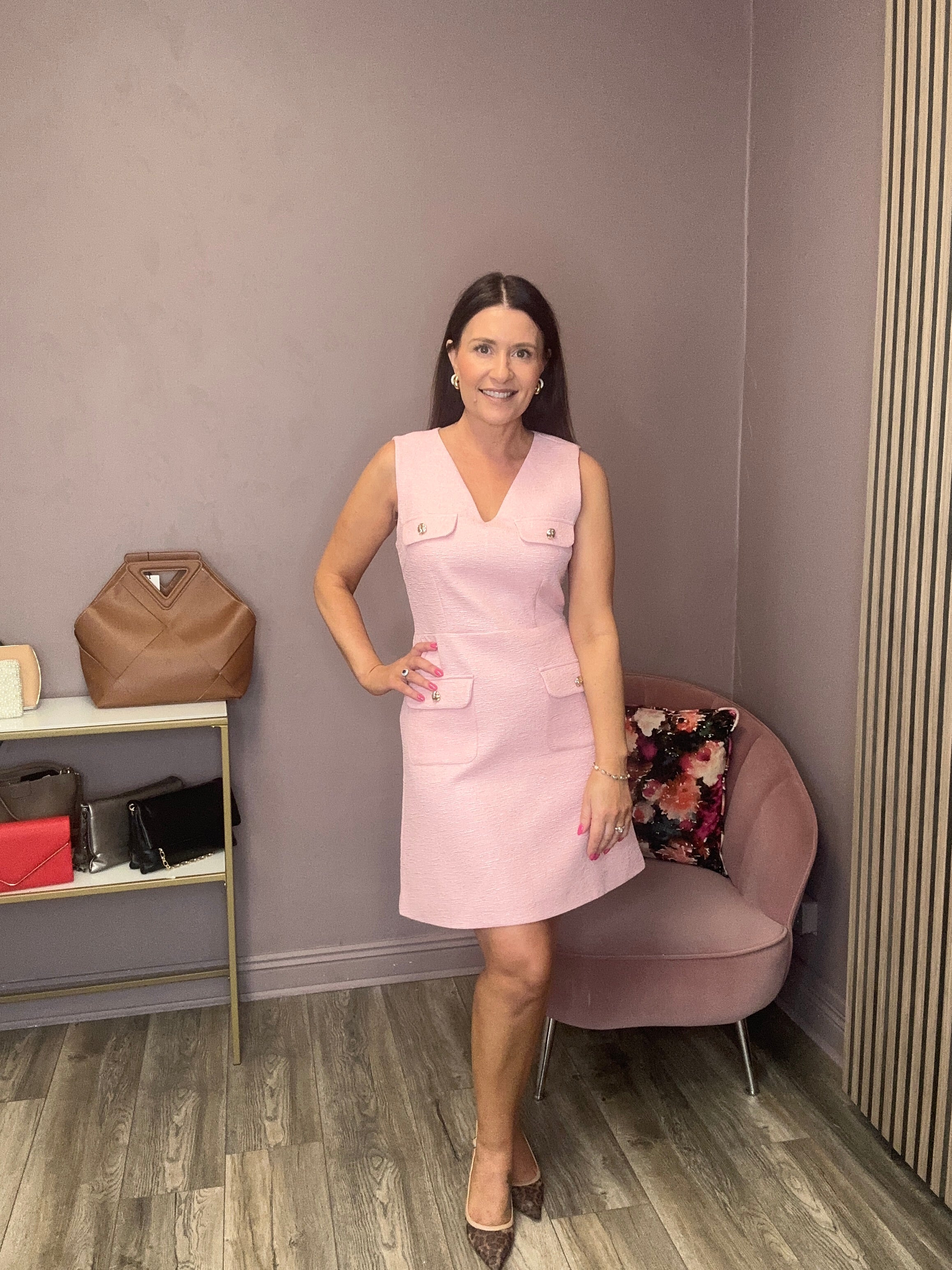 Jackie Sleeveless Mini Dress (Rose)