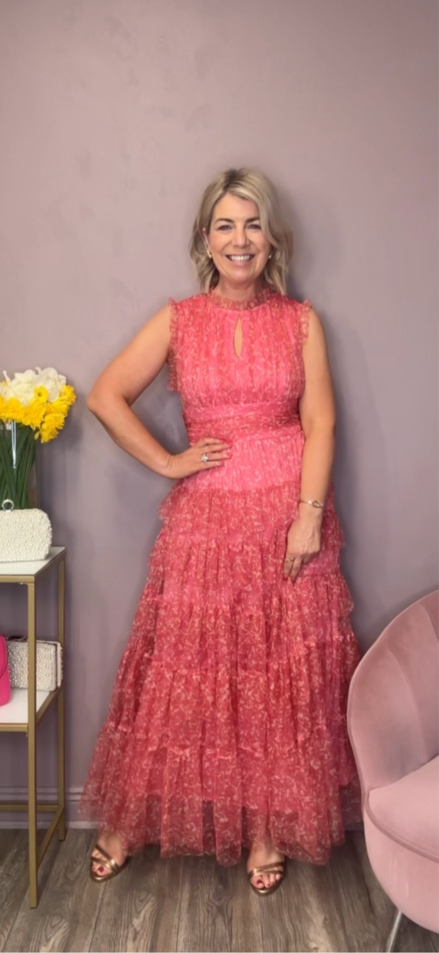 Mercurio Maxi Dress (Coral Flower)