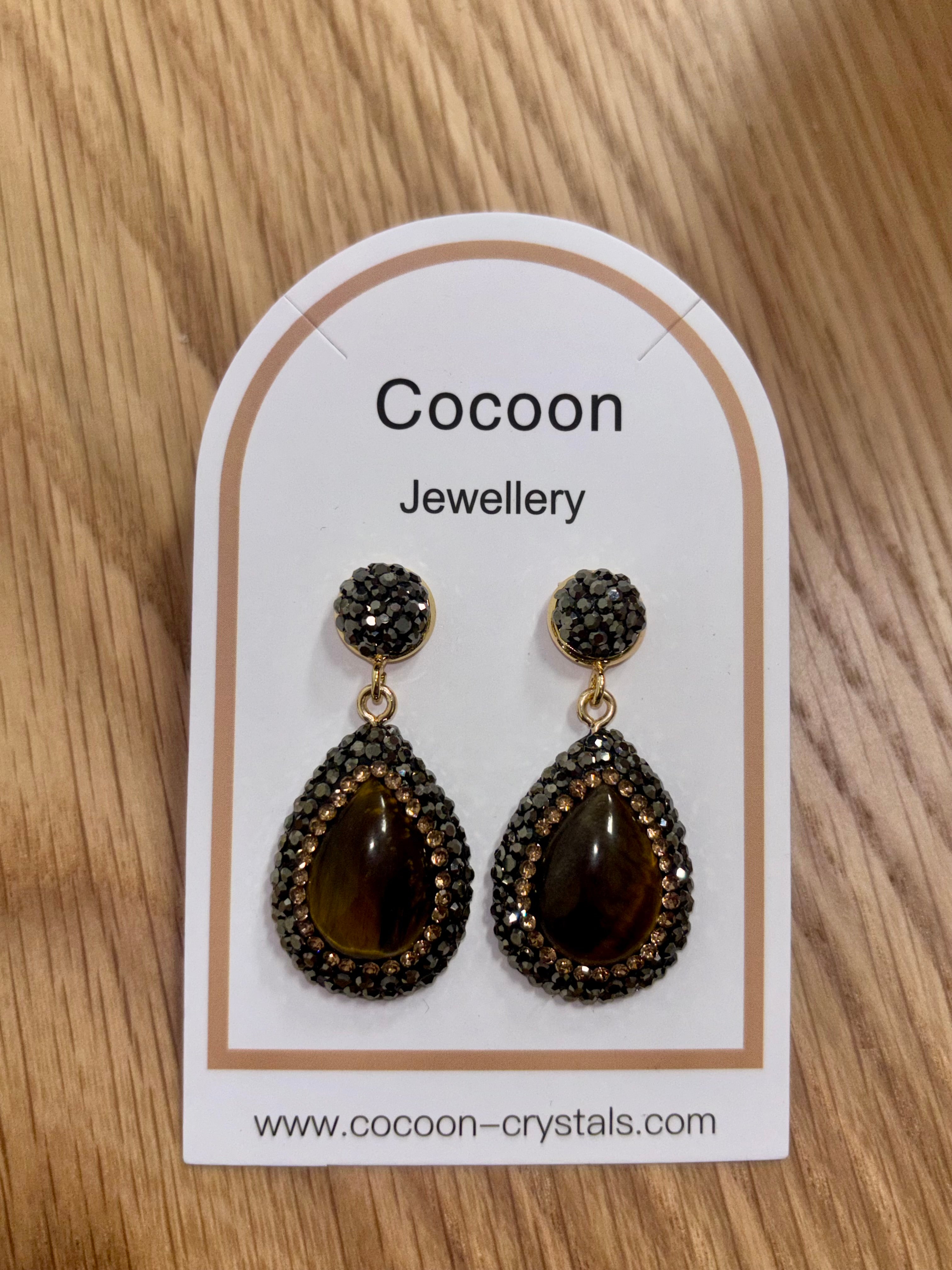 Tiger Eye Crystal Drops (Gold)