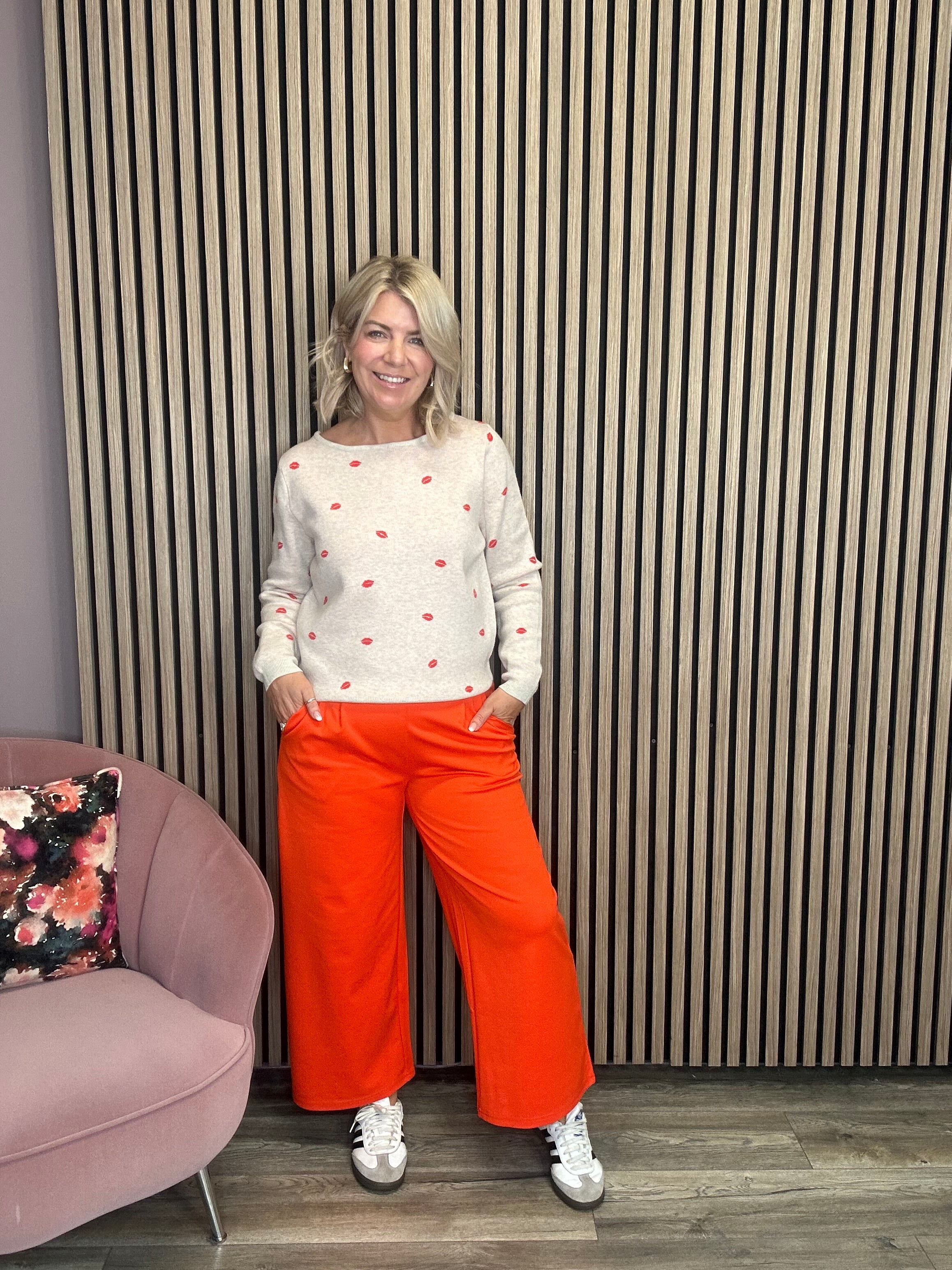 Kate Cropped Wide Leg Pants (Tangerine Tango)
