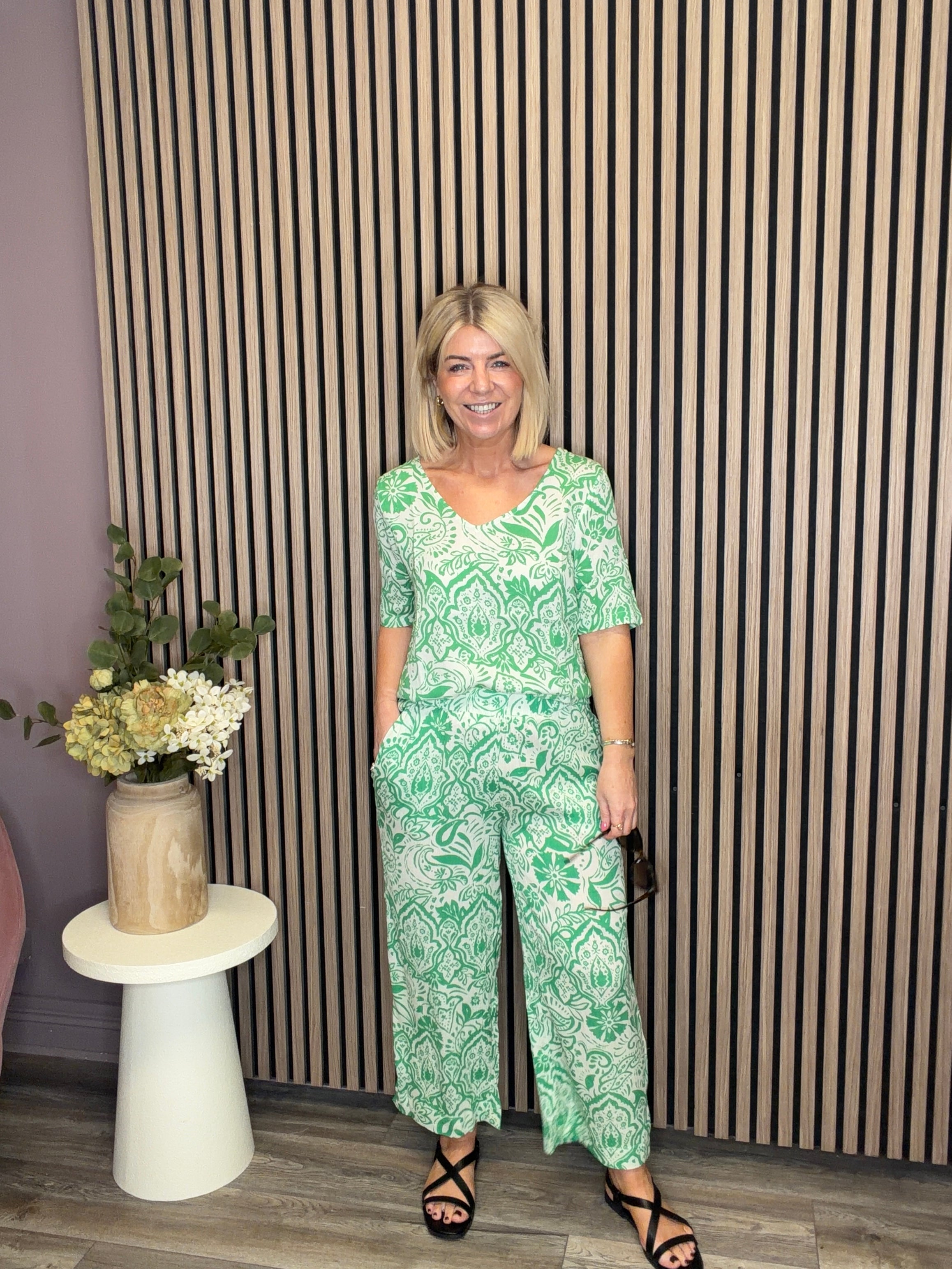 Becci V-Neck Top (Green)