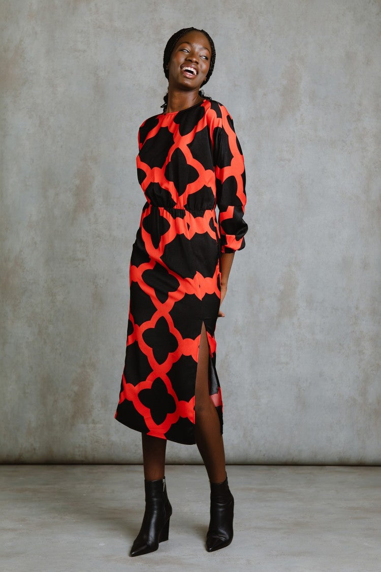 Ambra Midi Dress (Red/Black)