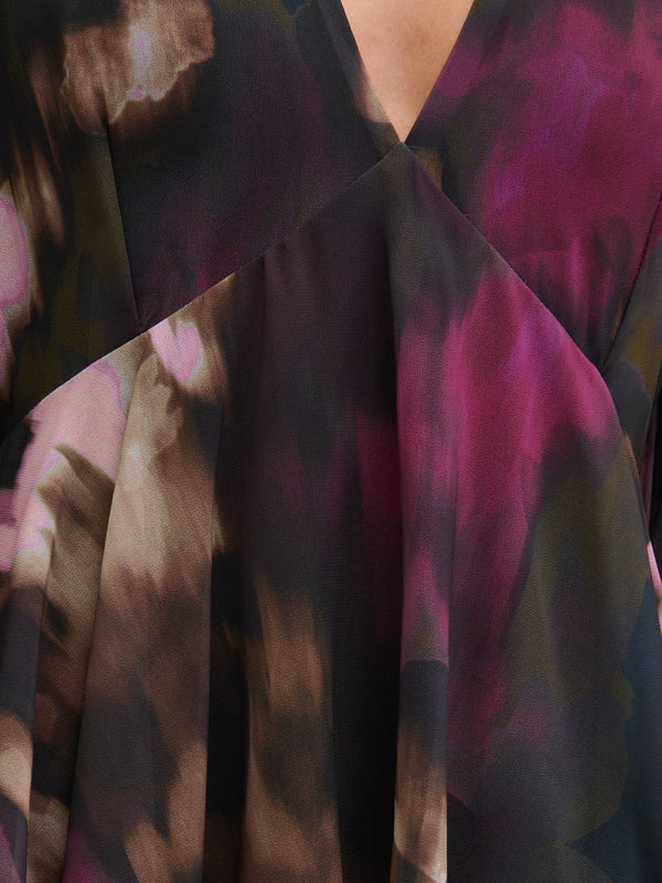 Ashton Ruffle Midi Dress (Purple/Khaki Ombre)