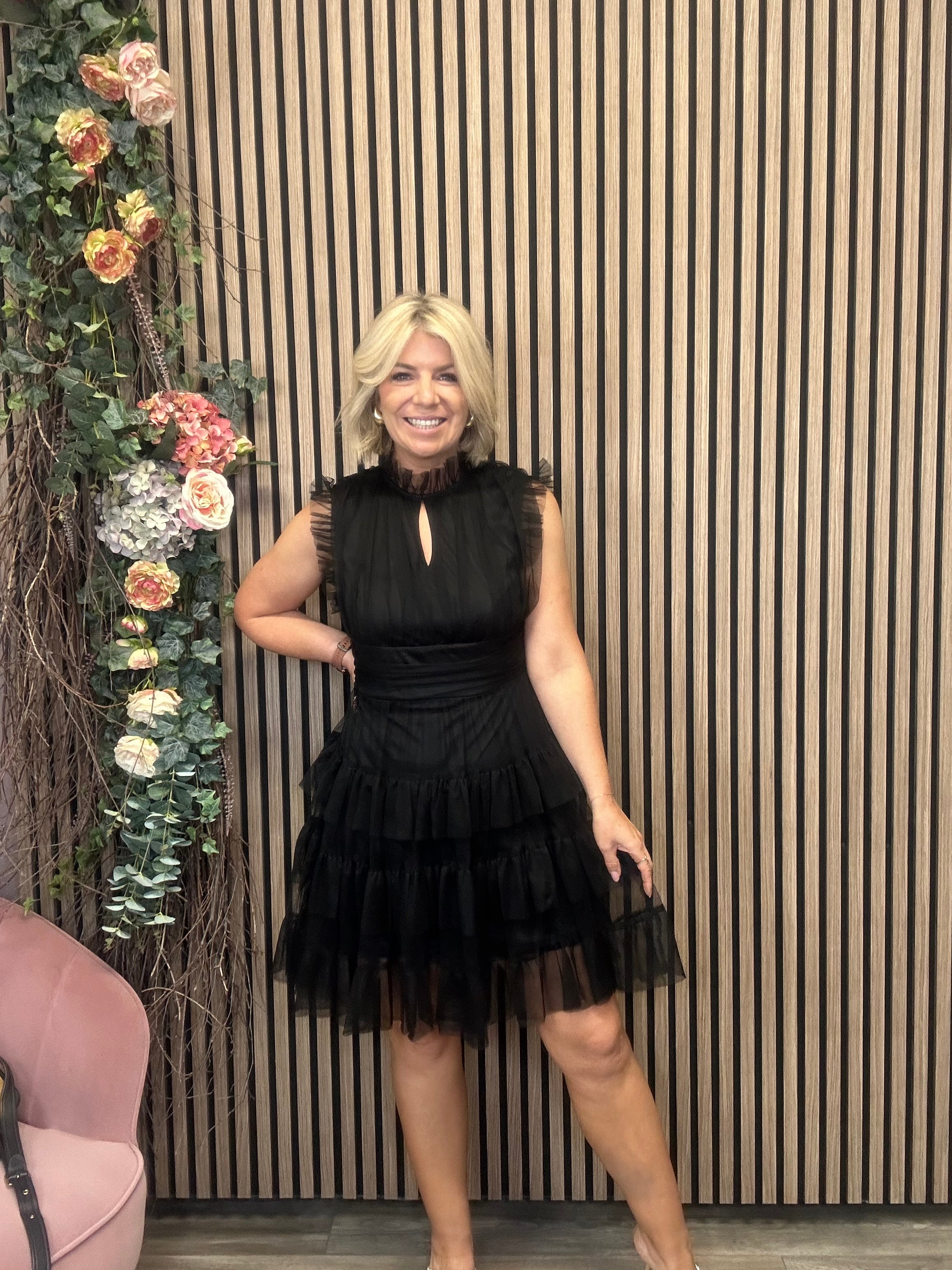 Ameriga Tulle Mini Dress (Black)