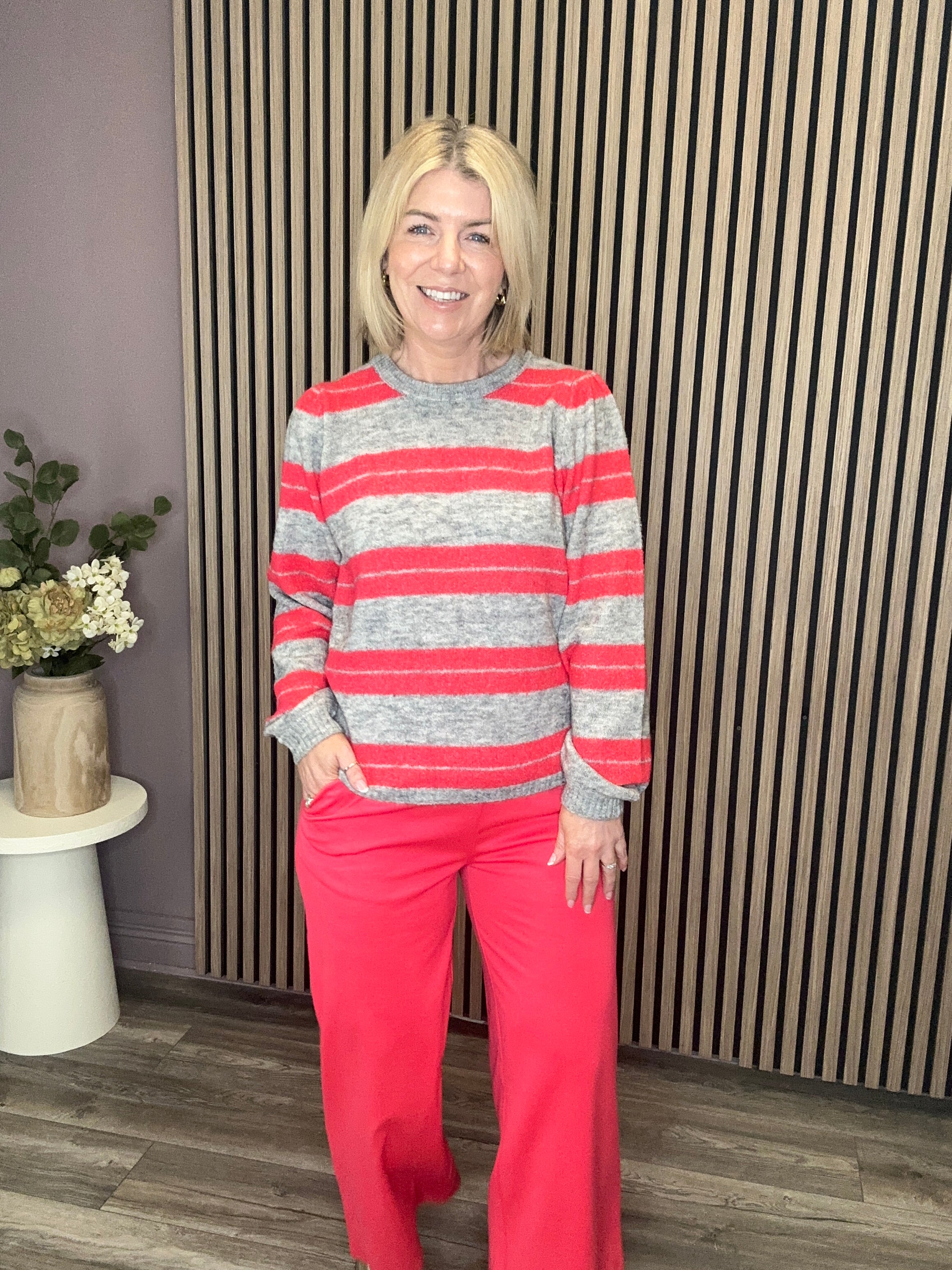 Dalores Knit Jumper (Grey/Teaberry)