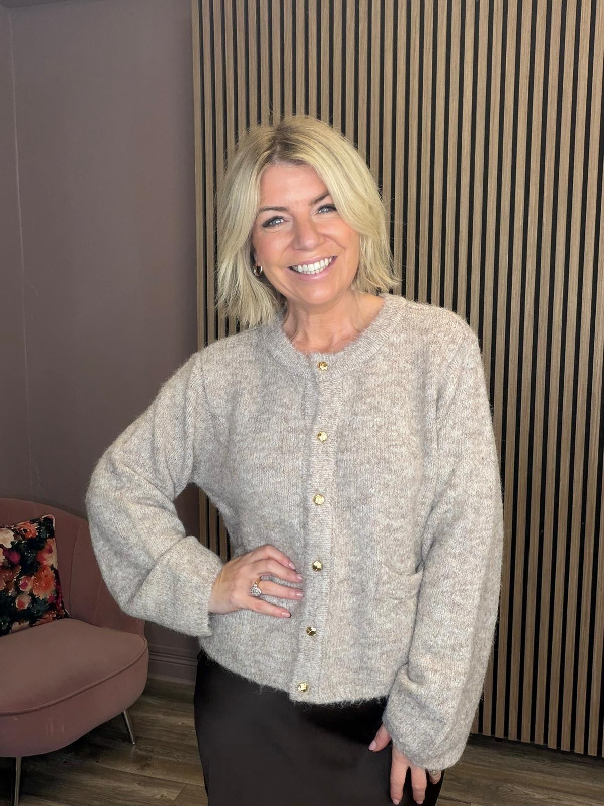 Gia Knit Cardigan (Humus/Melange)