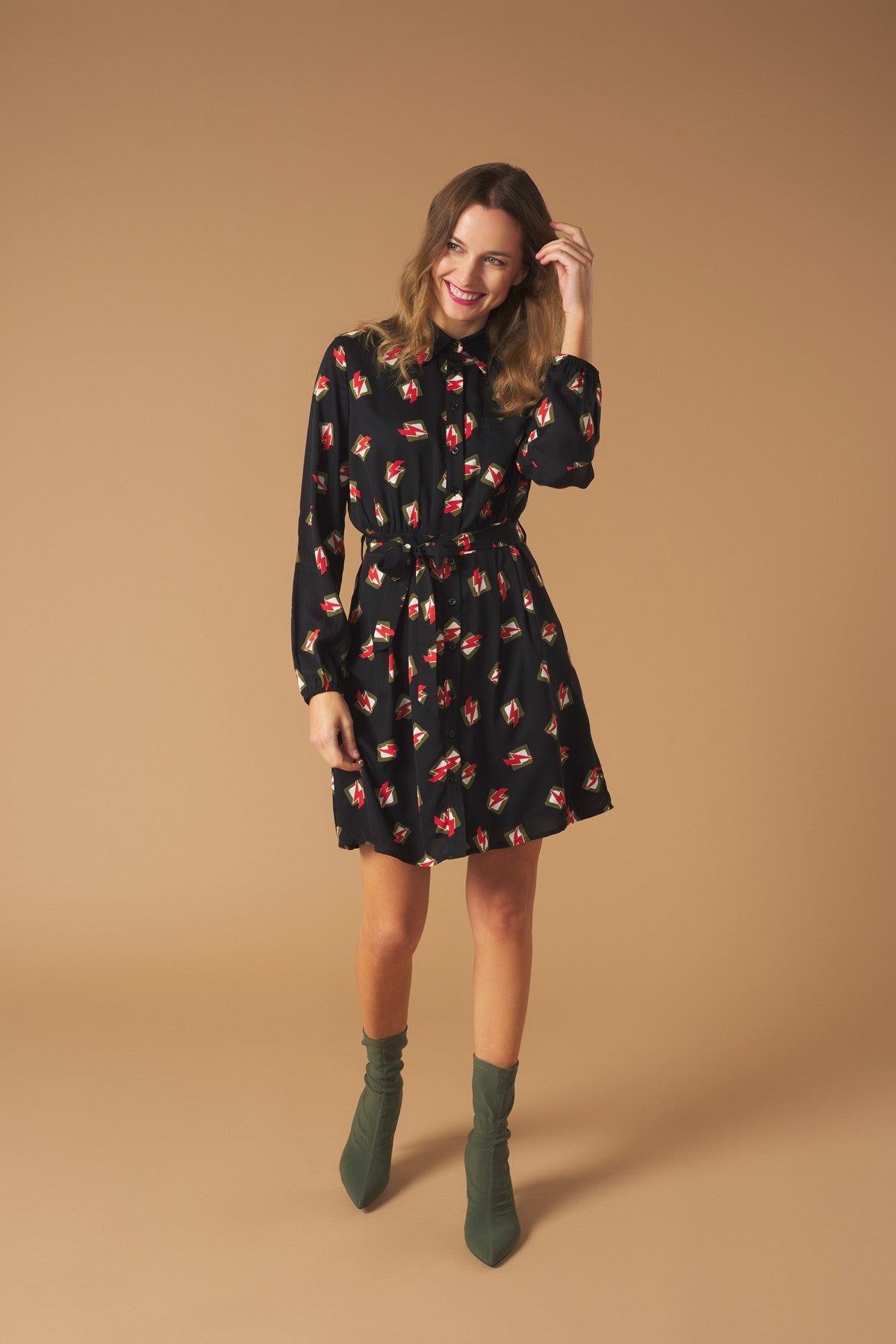 BOLT SHIRT DRESS (BLACK)