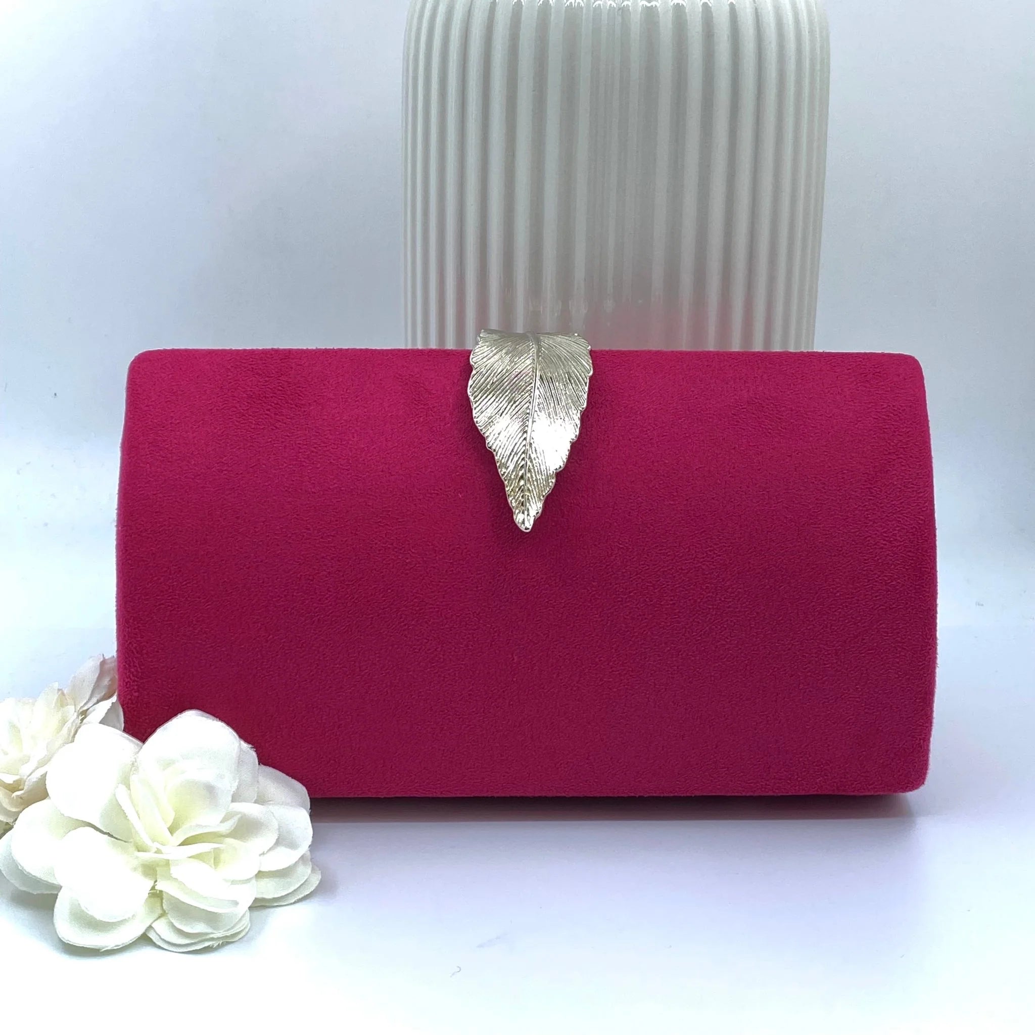 MIRANDA SUEDE CLUTCH BAG FUCHSIA Love Cherish Clutch