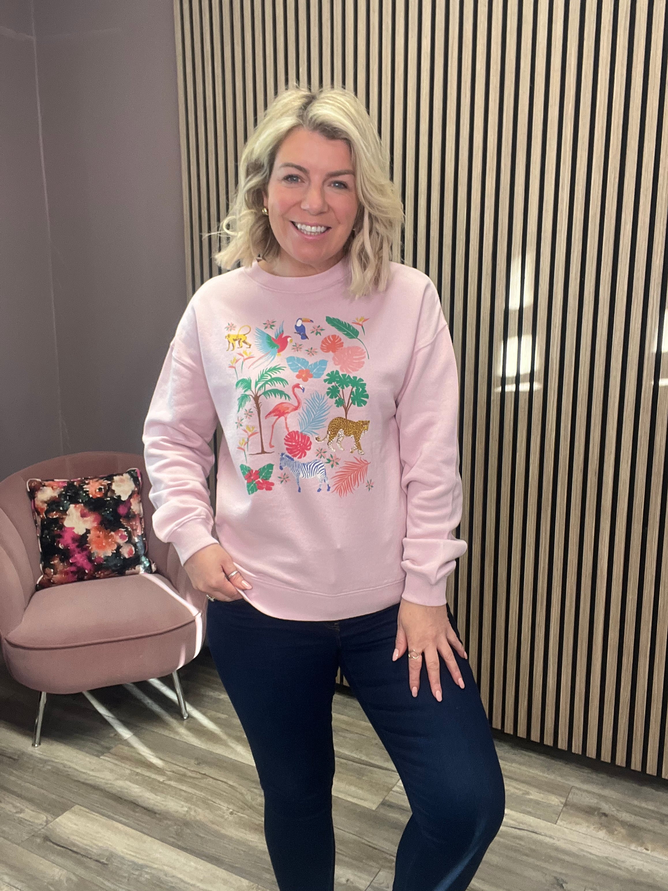 NOAH SWEATER (PEACH/TROPICAL SAFARI)