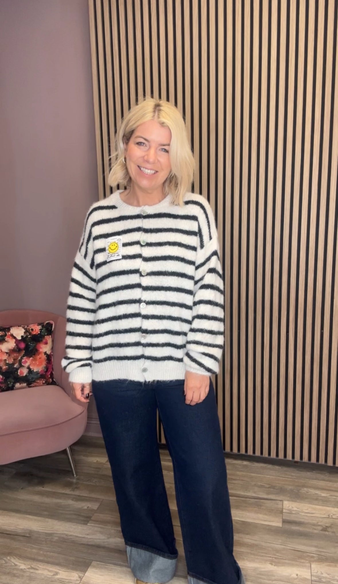 Sonny Knit Cardigan (Black/White)