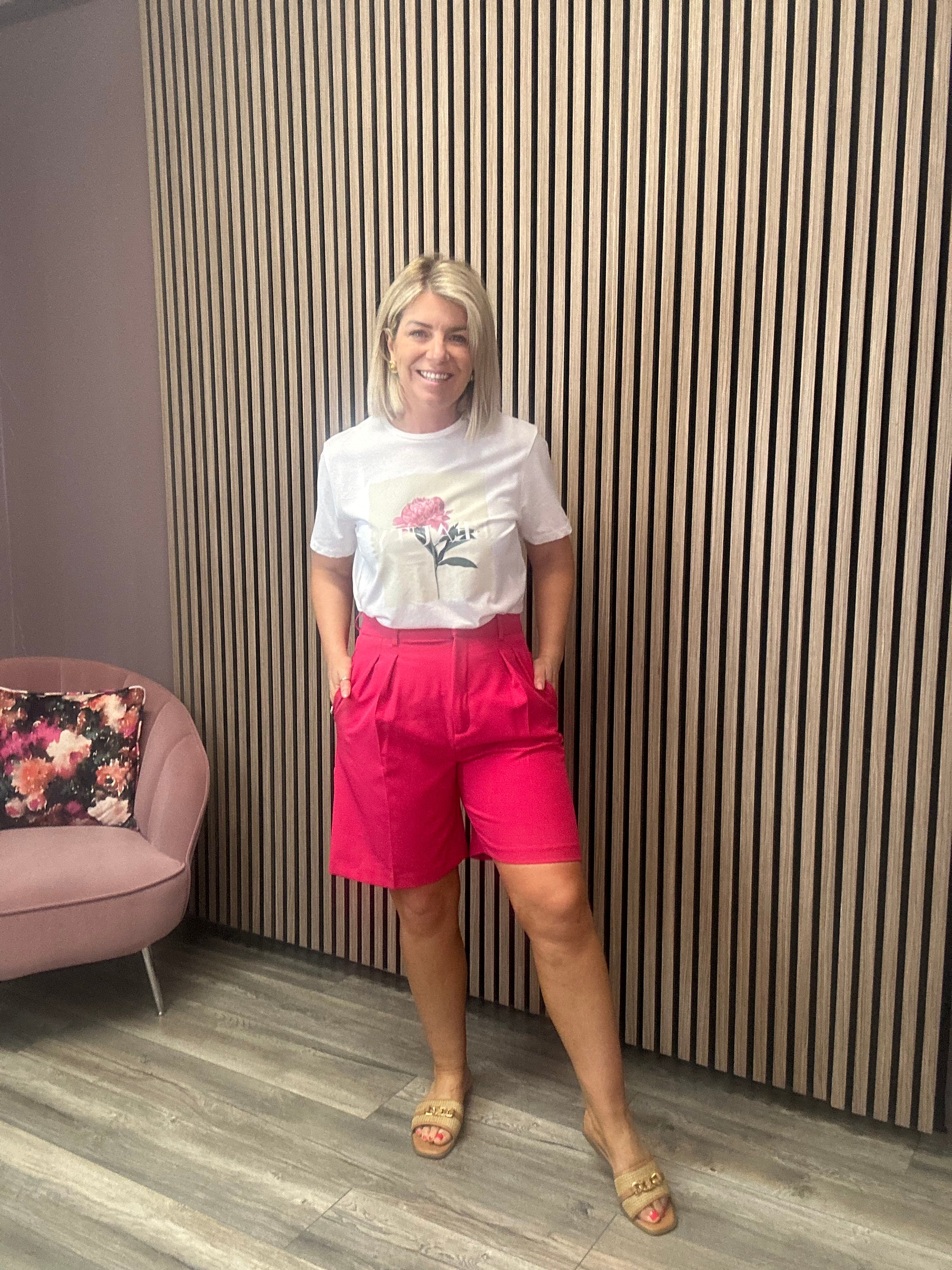 Rose T-Shirt (Snow White/Pink Flower)