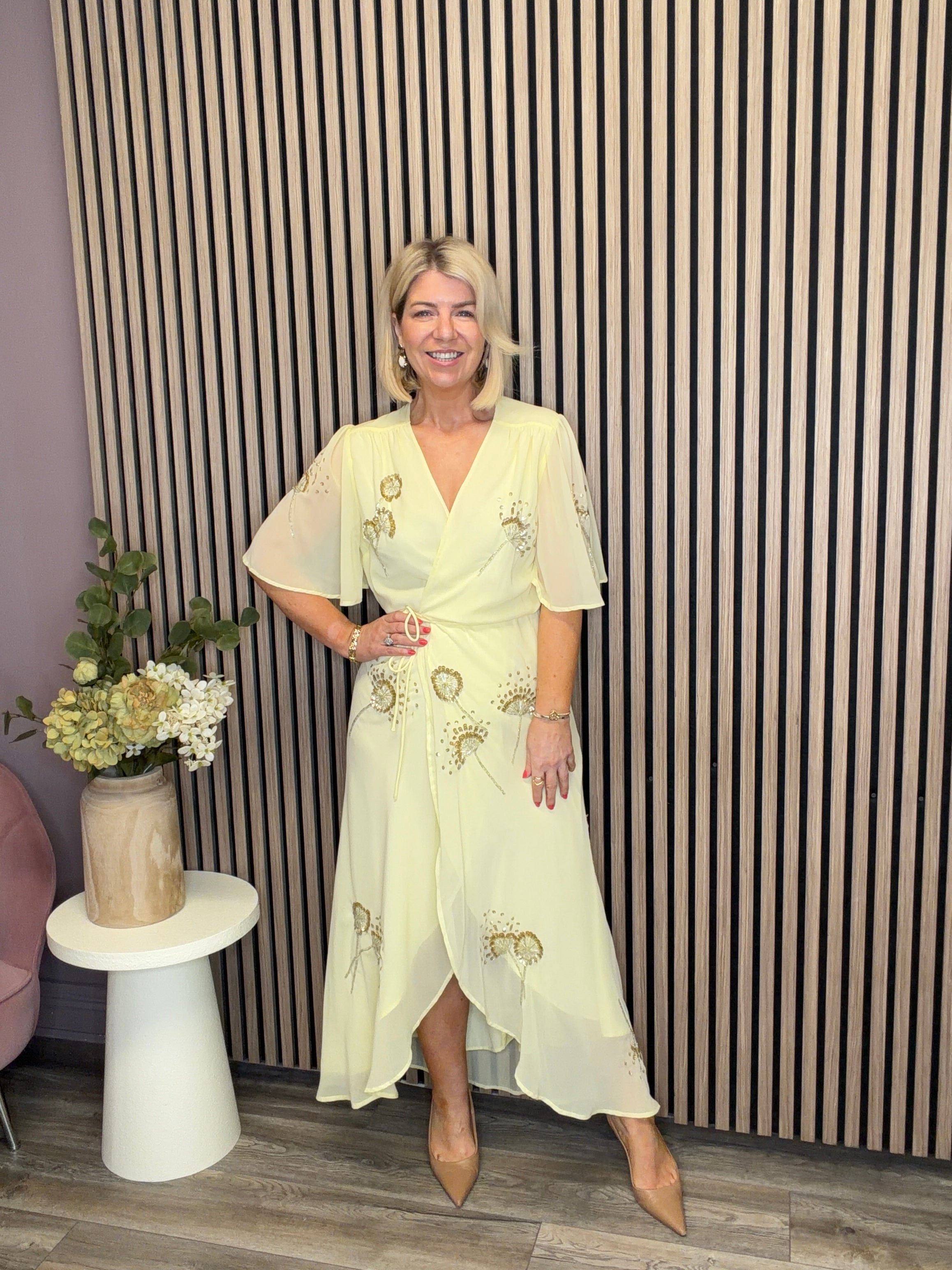 The Joy Maxi Wrap Dress (Yellow)