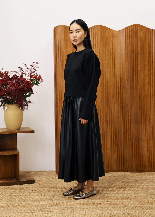 Bourdin Faux Leather Skirt (Black)