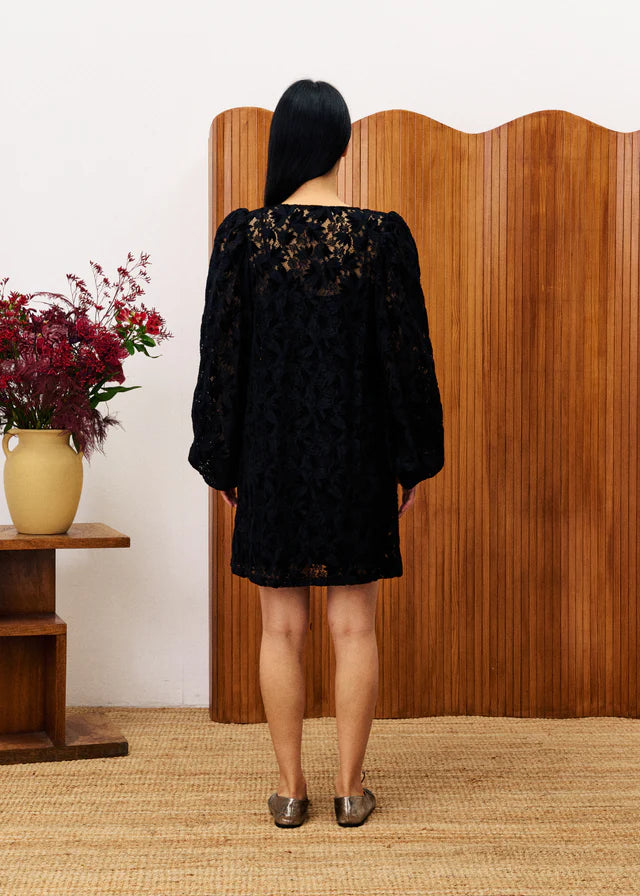Pachira Lace Mini Dress (Black)