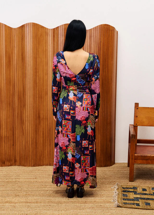 Cattleya Maxi Dress (Navy/Multi)