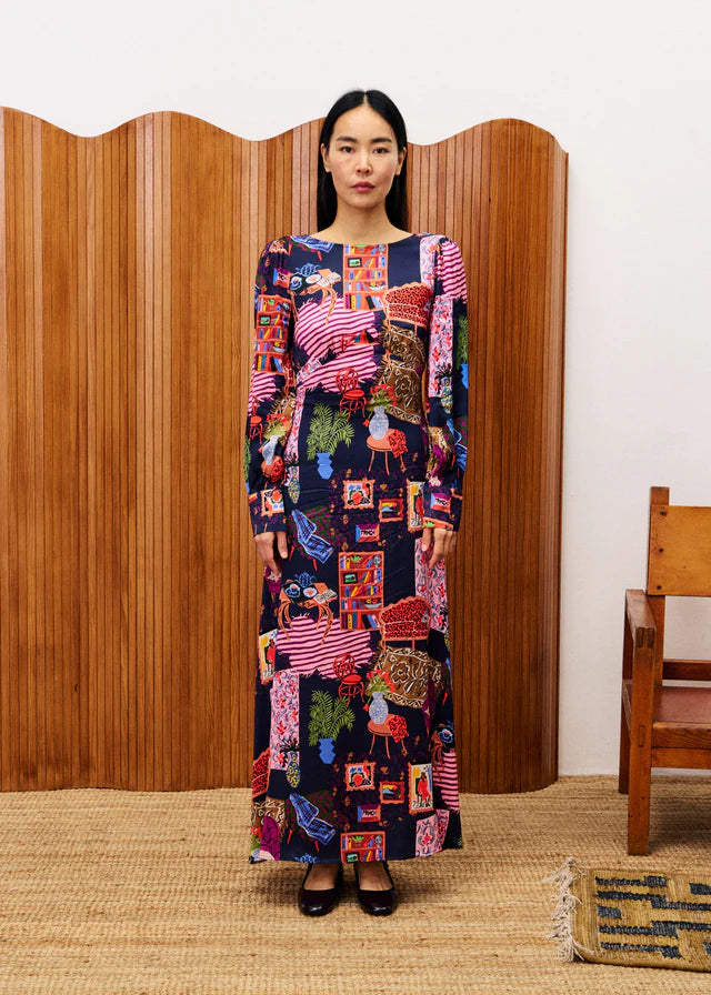 Cattleya Maxi Dress (Navy/Multi)