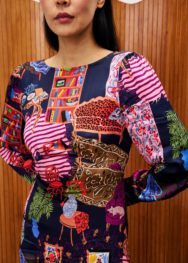 Cattleya Maxi Dress (Navy/Multi)