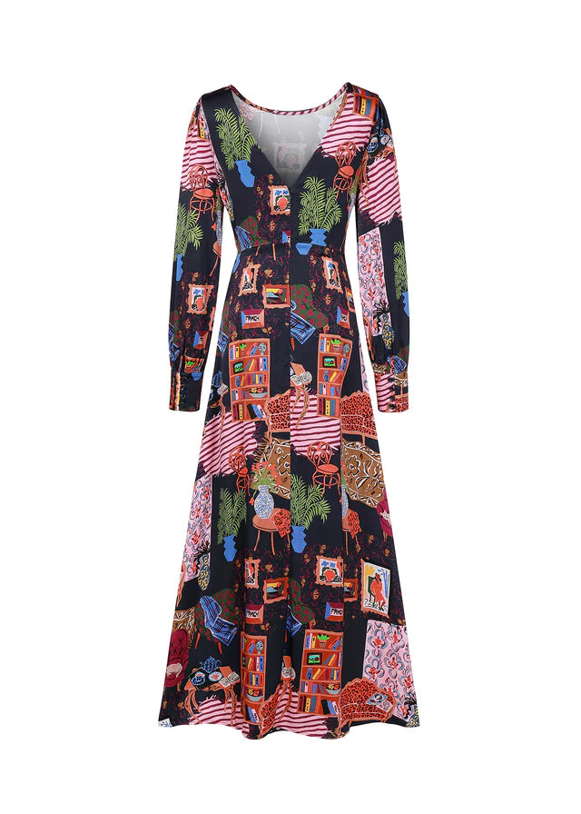 Cattleya Maxi Dress (Navy/Multi)