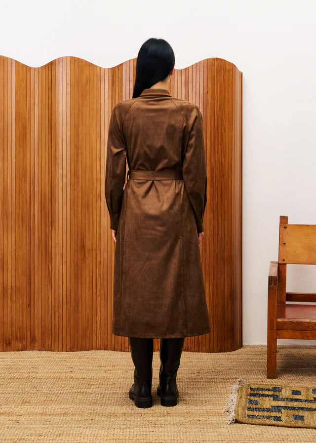 Barbet Suedette Shirt Dress (Brown)