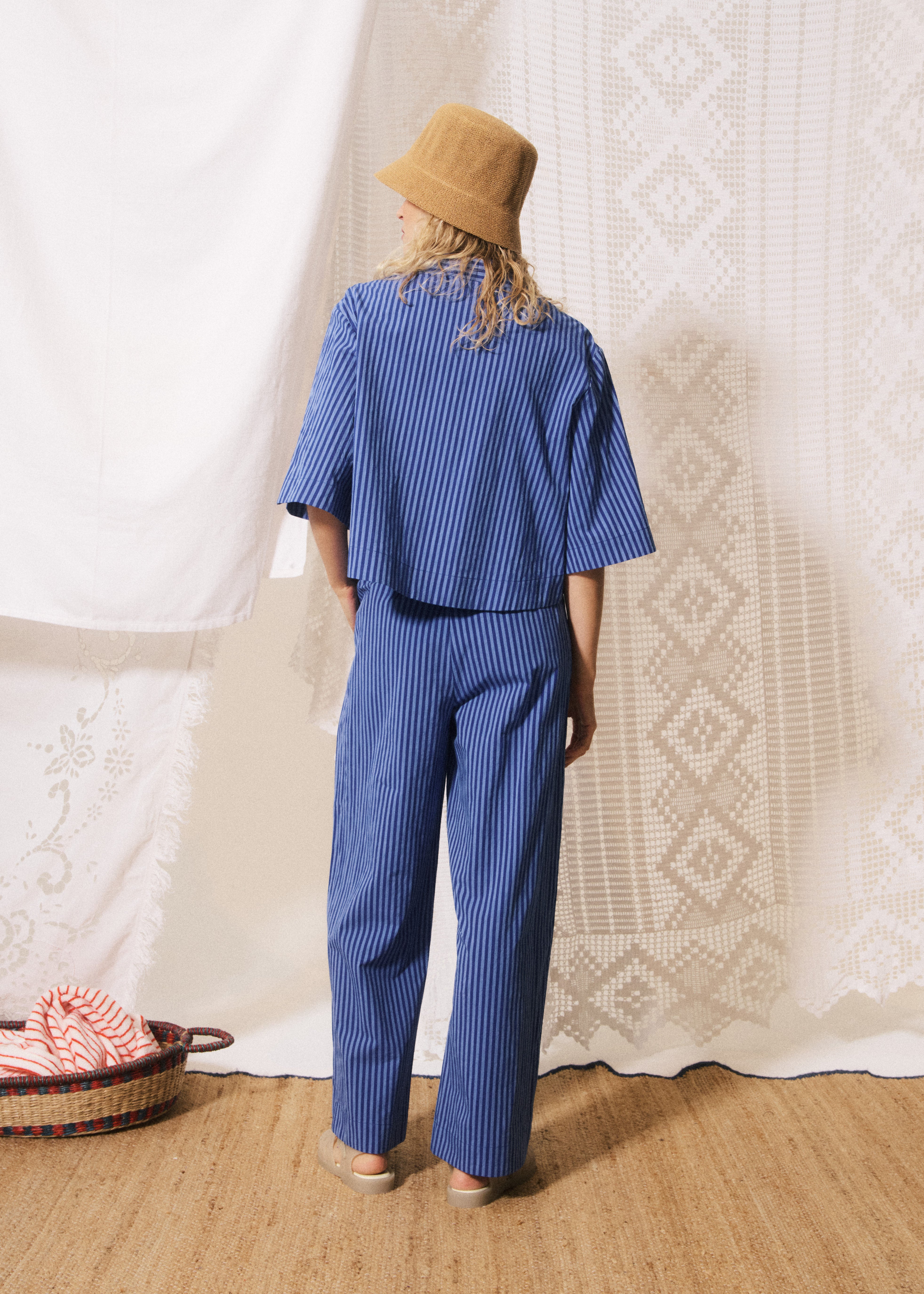 Annunziata Wide Leg Pants (Electric Blue)