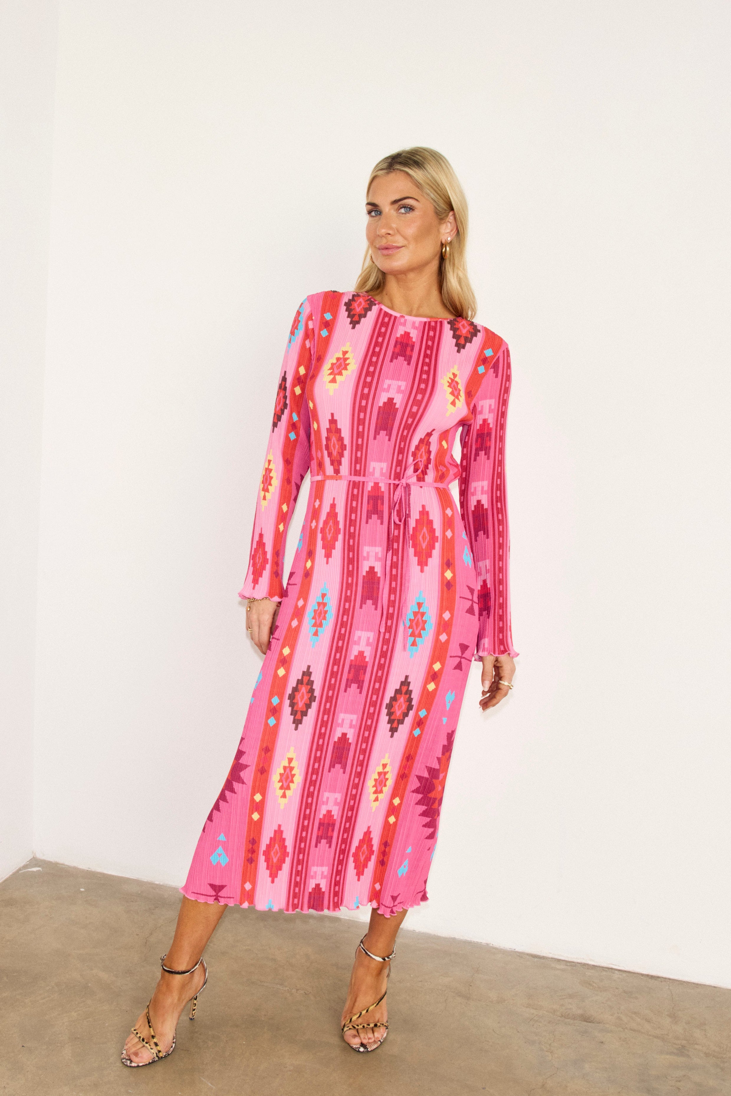 Bridget Plisse Gaia Dress (Pink) | Love Cherish
