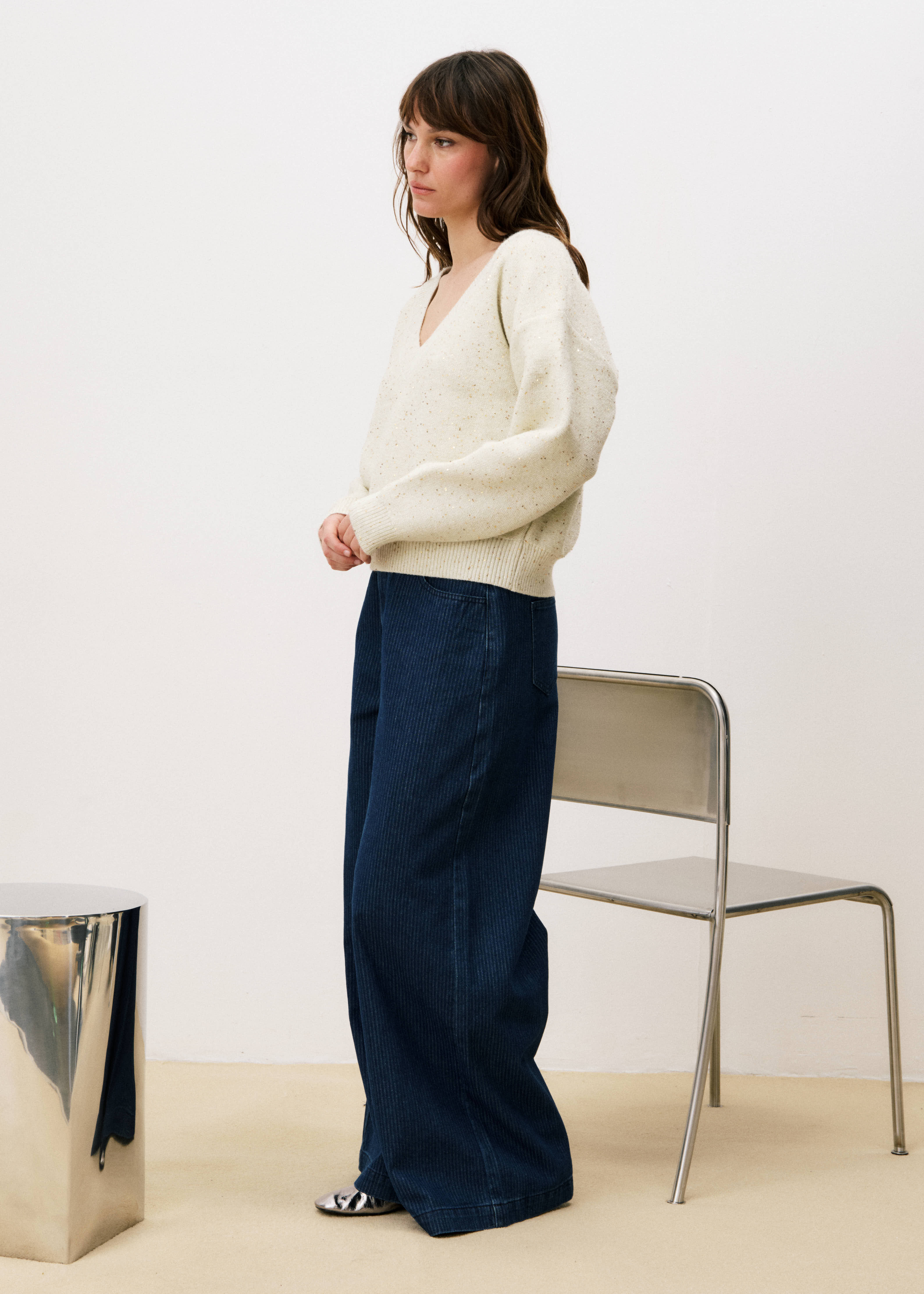 Ornella V-Neck Jumper (Cream)