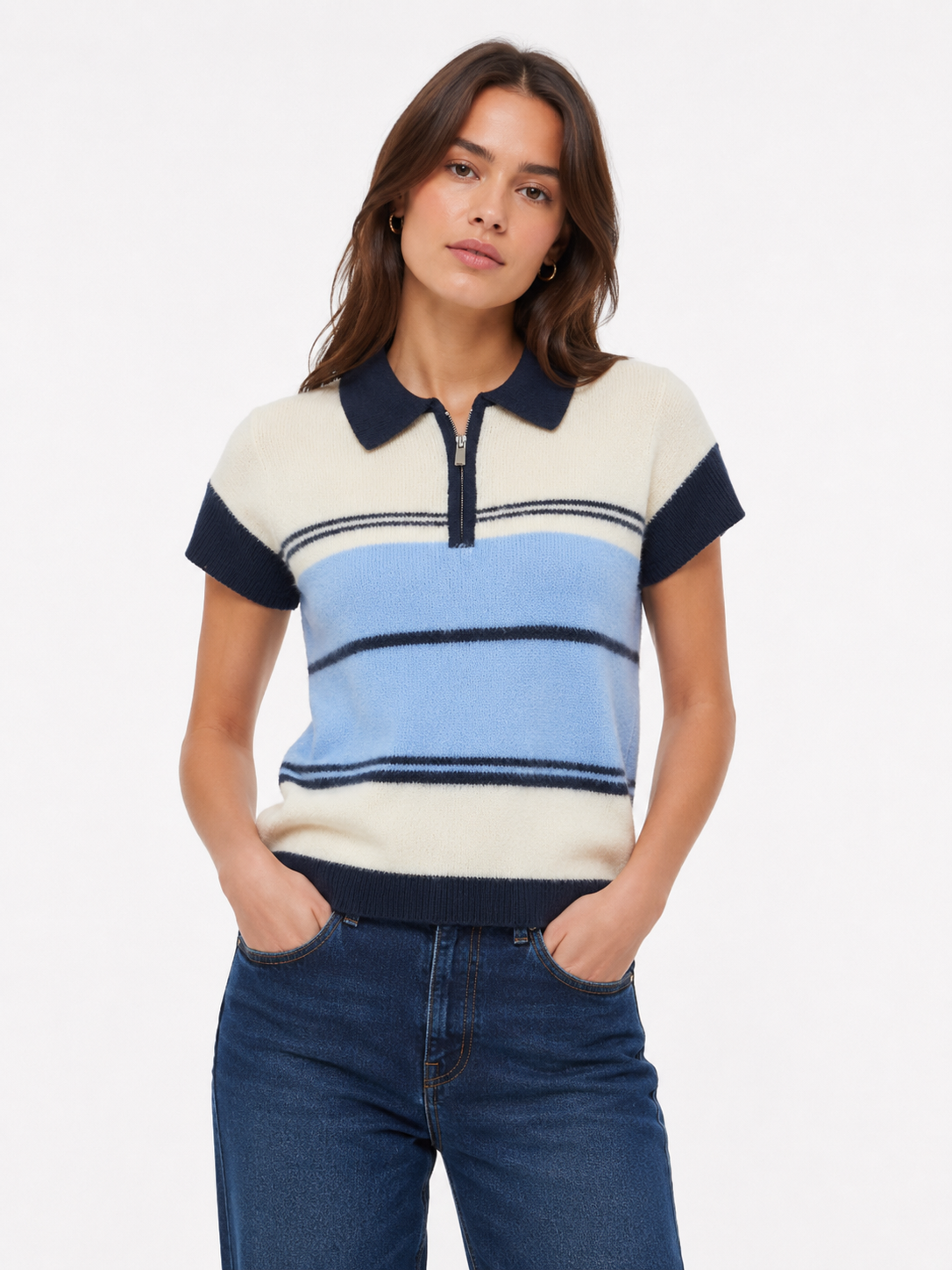 Hally Knit Top (Birch/Blue)
