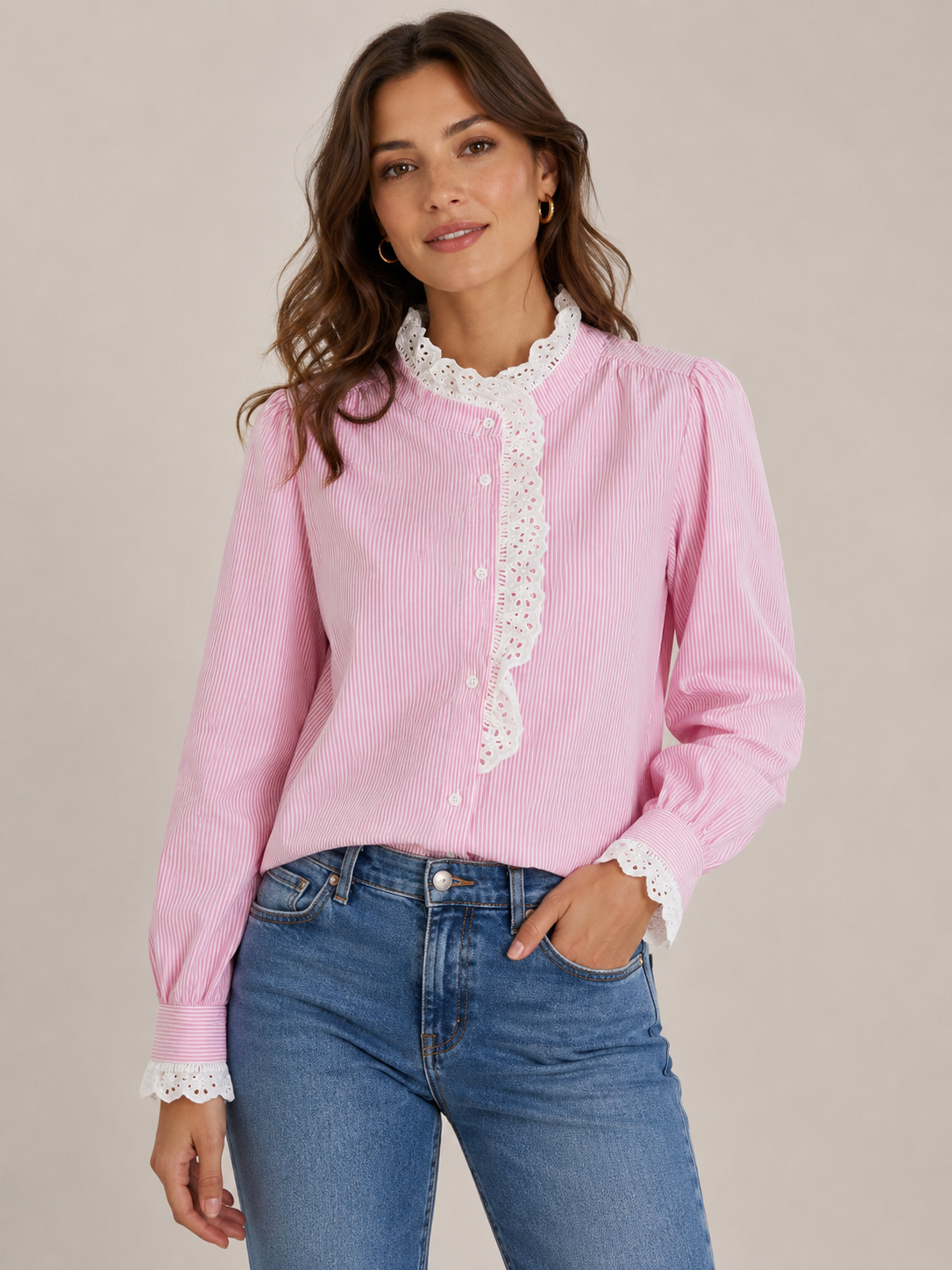 Paulette Shirt (Pink/White)