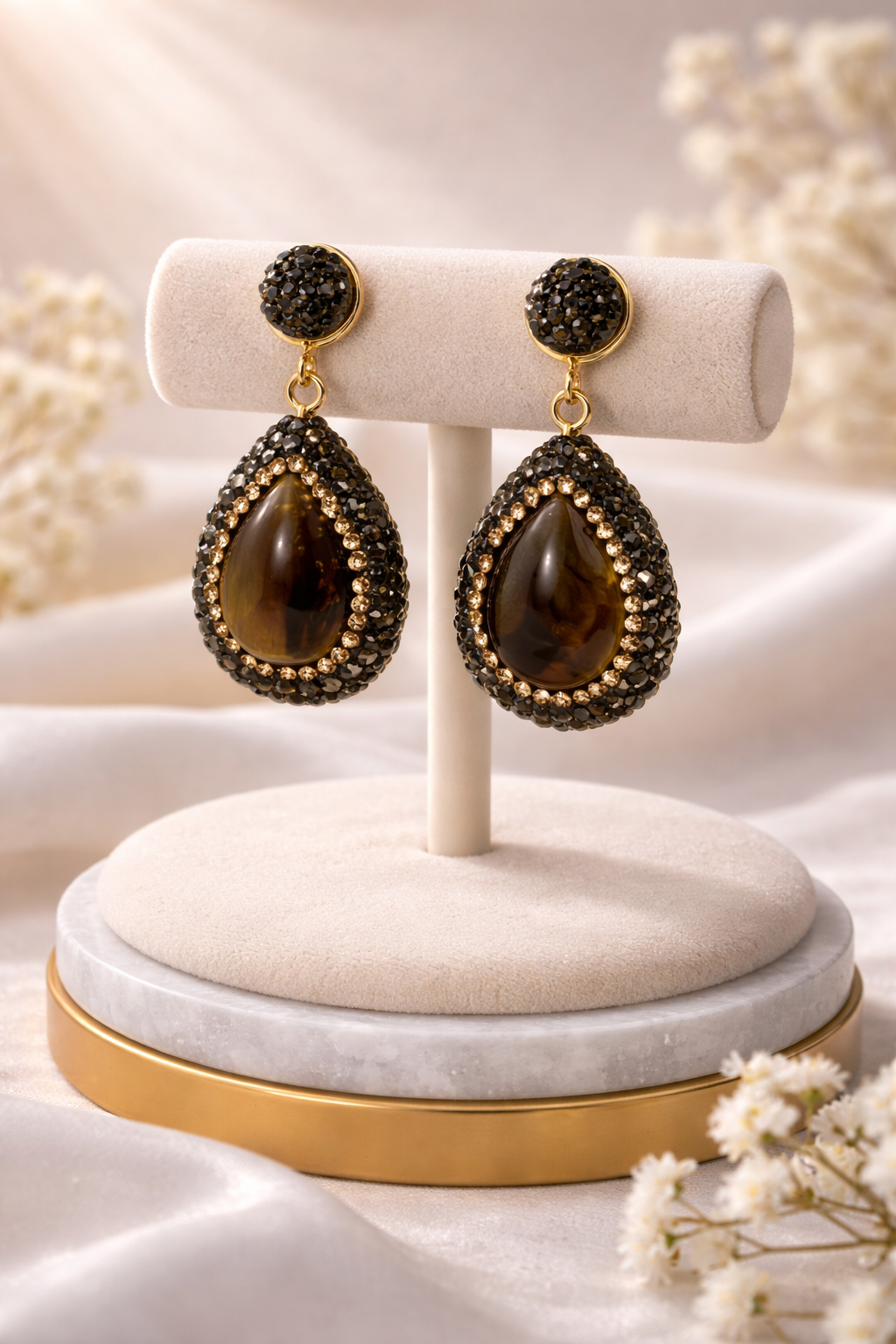 Tiger Eye Crystal Drops (Gold)