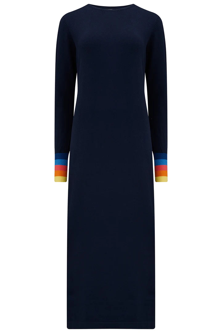 LISELLE KNIT DRESS (NAVY/SUNSET CUFFS)